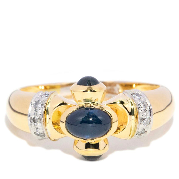 Tatiana 1980s Sapphire & Diamond Ring 18K Two Tone Gold Rings Anthology Jewellers 