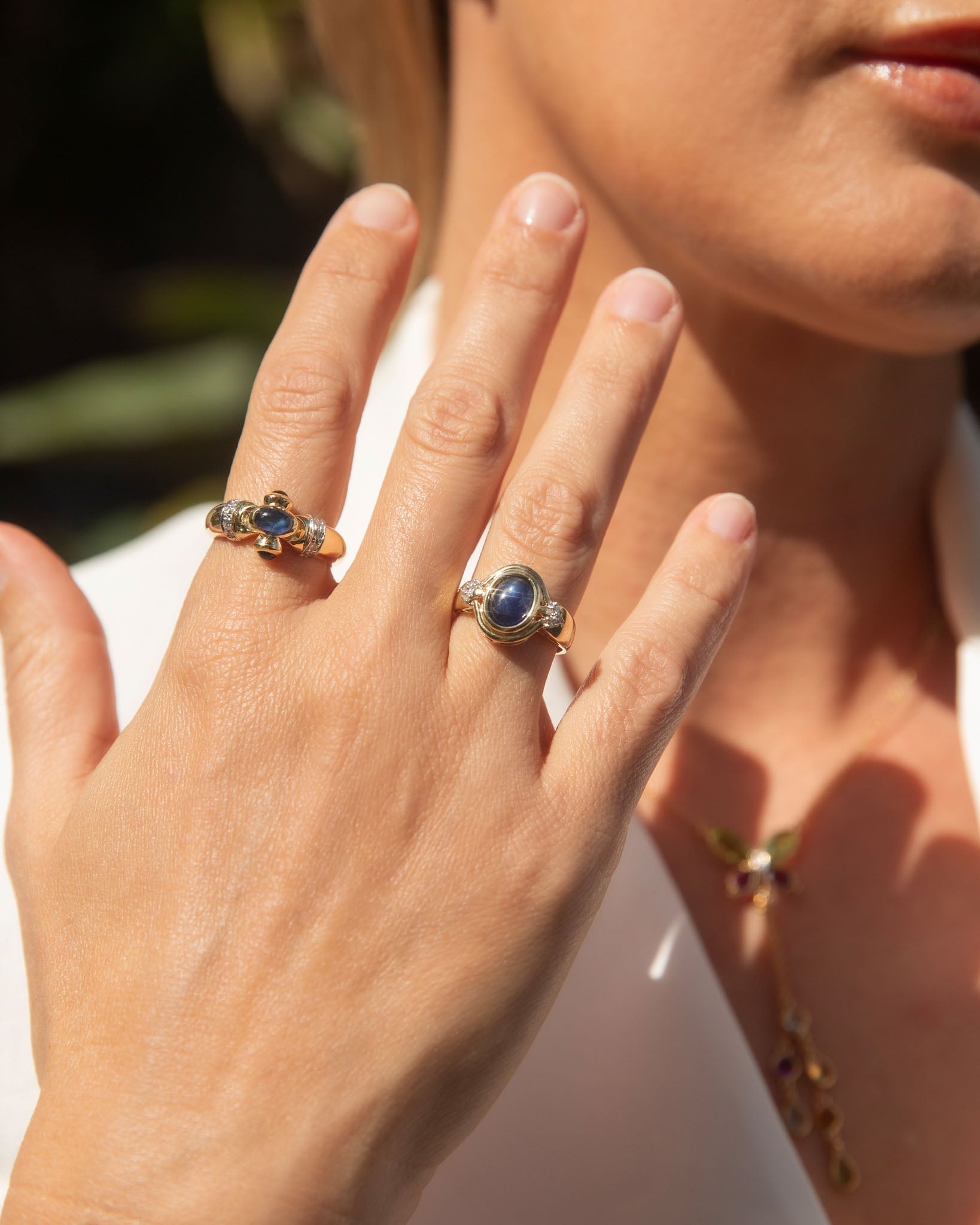 Tatiana 1980s Sapphire & Diamond Ring 18K Two Tone Gold Rings Anthology Jewellers 