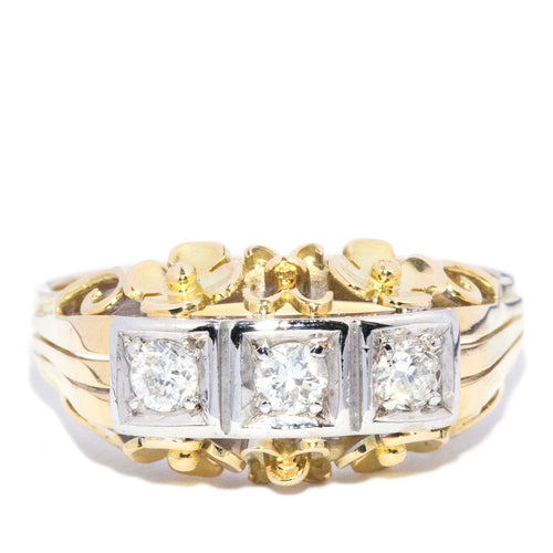 Thalassa 1960s Diamond Foliate Ring 14K Two Tone Gold