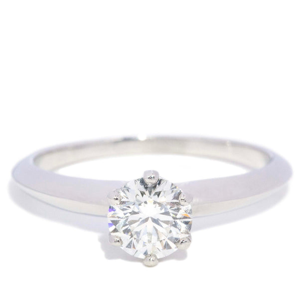 Tiffany & Co. 0.86ct Brilliant Cut Diamond Platinum Knife Edge Solitaire Ring Rings Imperial Jewellery 