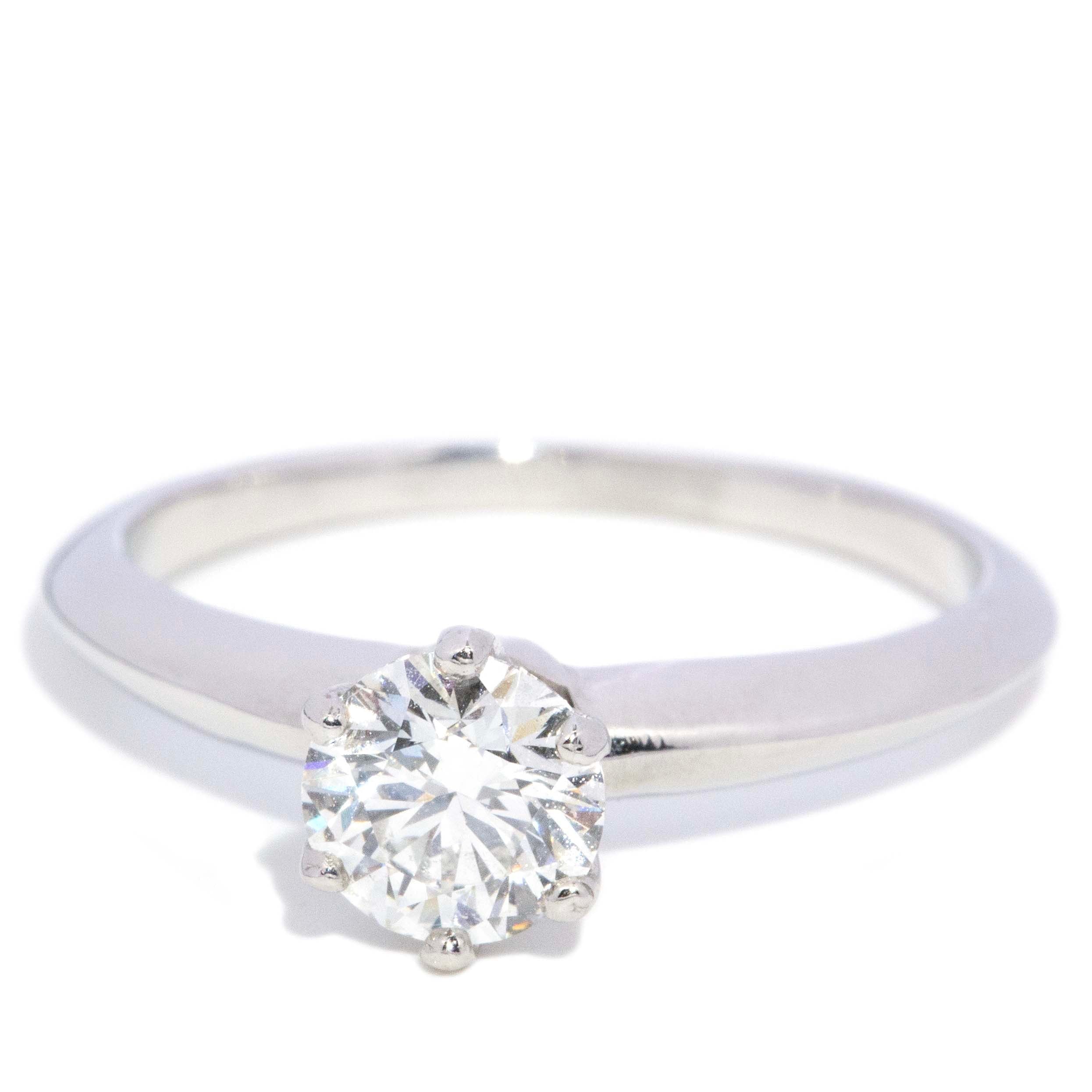 Tiffany & Co. 0.86ct Brilliant Cut Diamond Platinum Knife Edge Solitaire Ring Rings Imperial Jewellery 