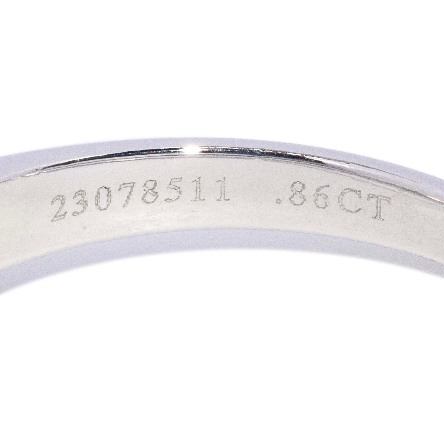 Tiffany & Co. 0.86ct Brilliant Cut Diamond Platinum Knife Edge Solitaire Ring Rings Imperial Jewellery 