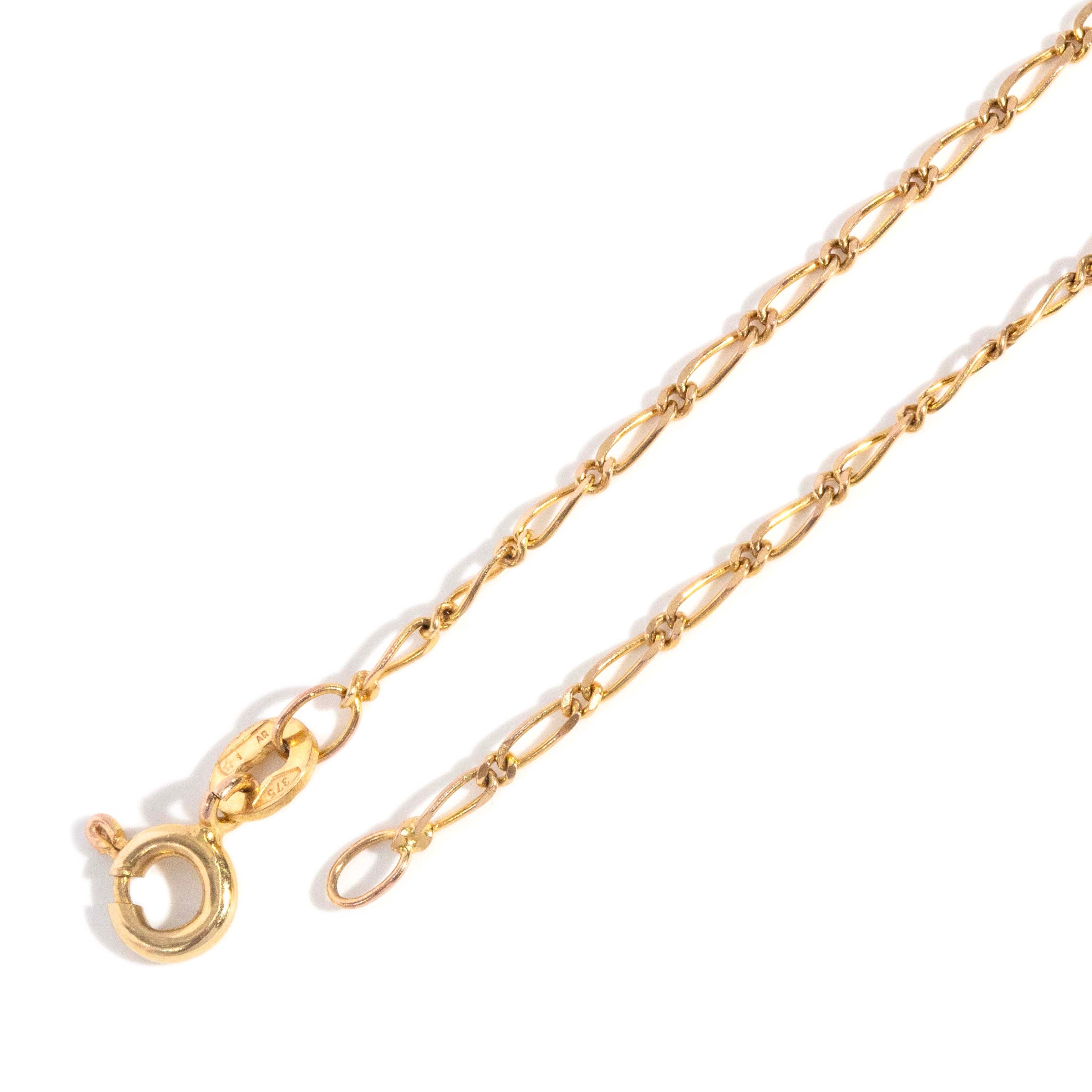 Trove Contemporary Figaro Link Chain 9ct Yellow Gold 42cm Long Pendants/Necklaces Imperial Jewellery 