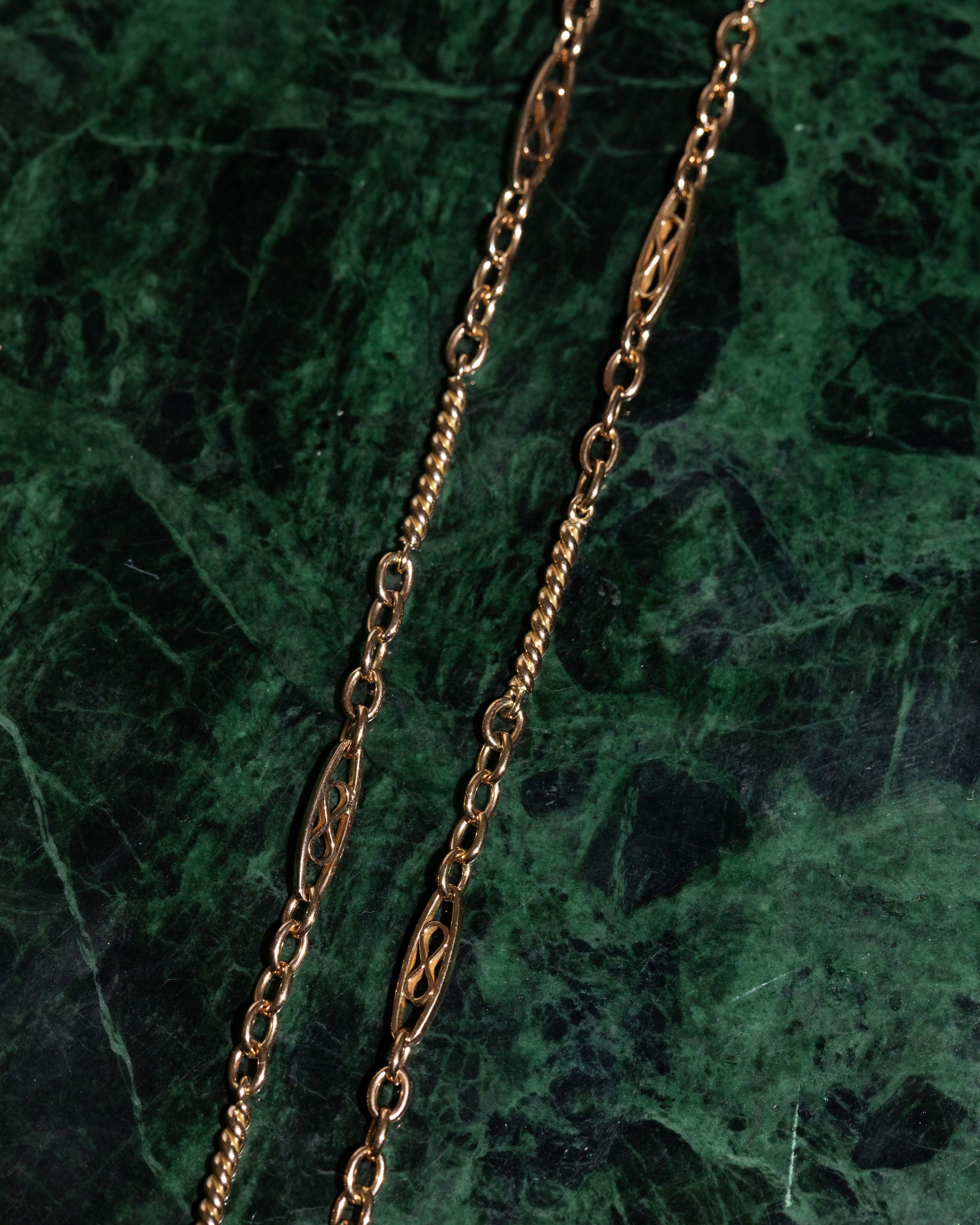Trove Contemporary Figaro Twist Eternity Link Chain 9ct Yellow Gold 42cm Long Pendants/Necklaces Imperial Jewellery 