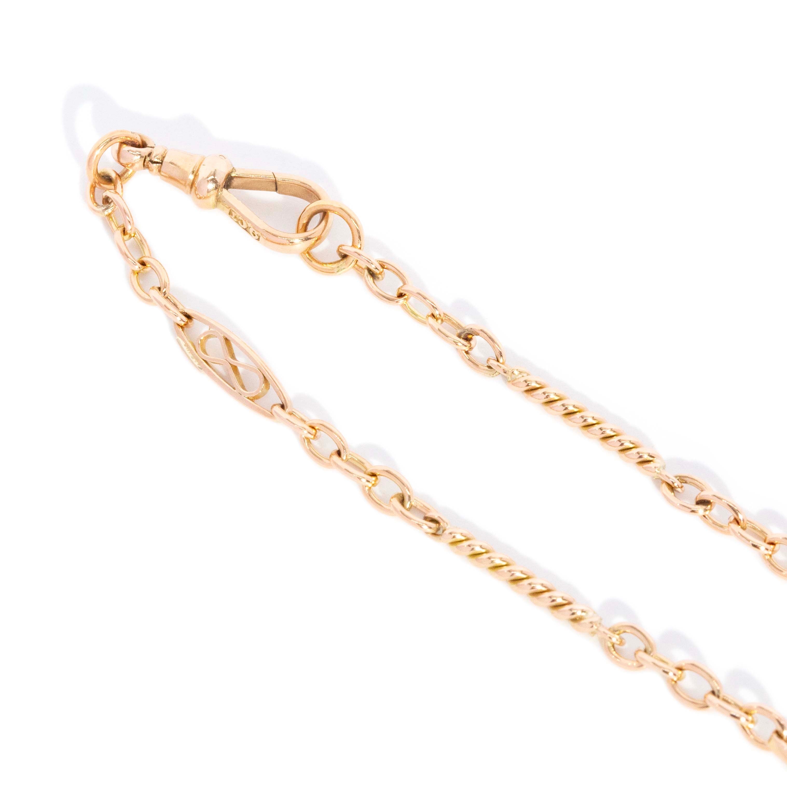Trove Contemporary Figaro Twist Eternity Link Chain 9ct Yellow Gold 42cm Long Pendants/Necklaces Imperial Jewellery 