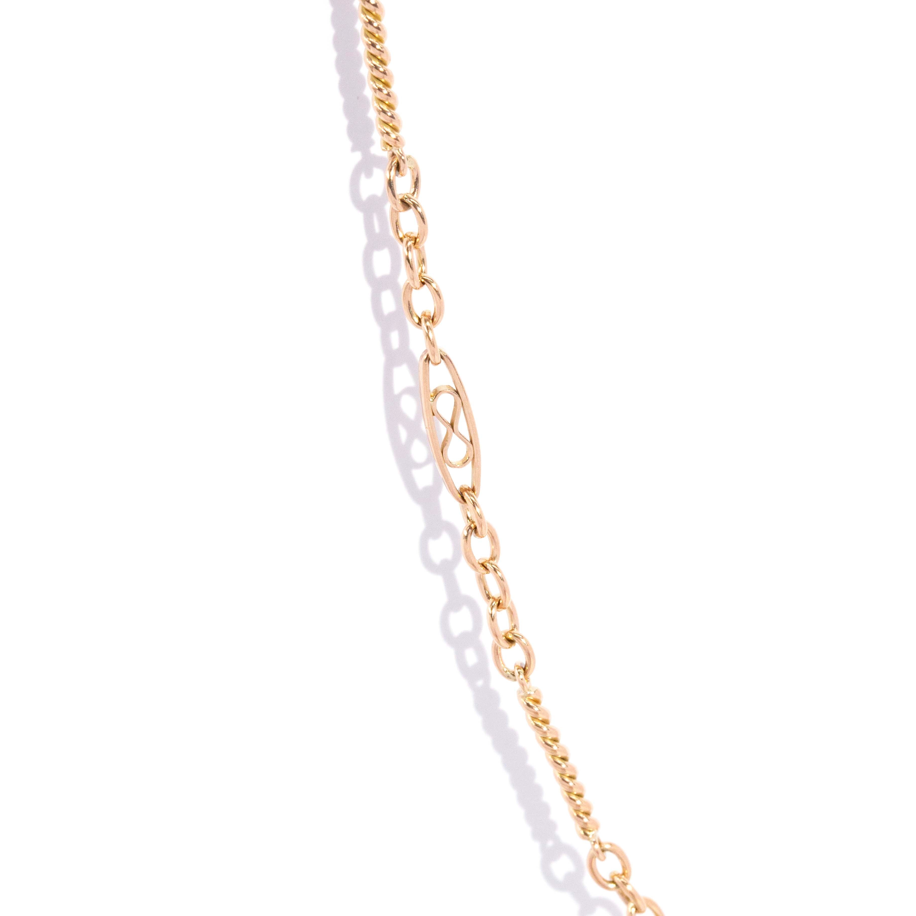 Trove Contemporary Figaro Twist Eternity Link Chain 9ct Yellow Gold 42cm Long Pendants/Necklaces Imperial Jewellery 