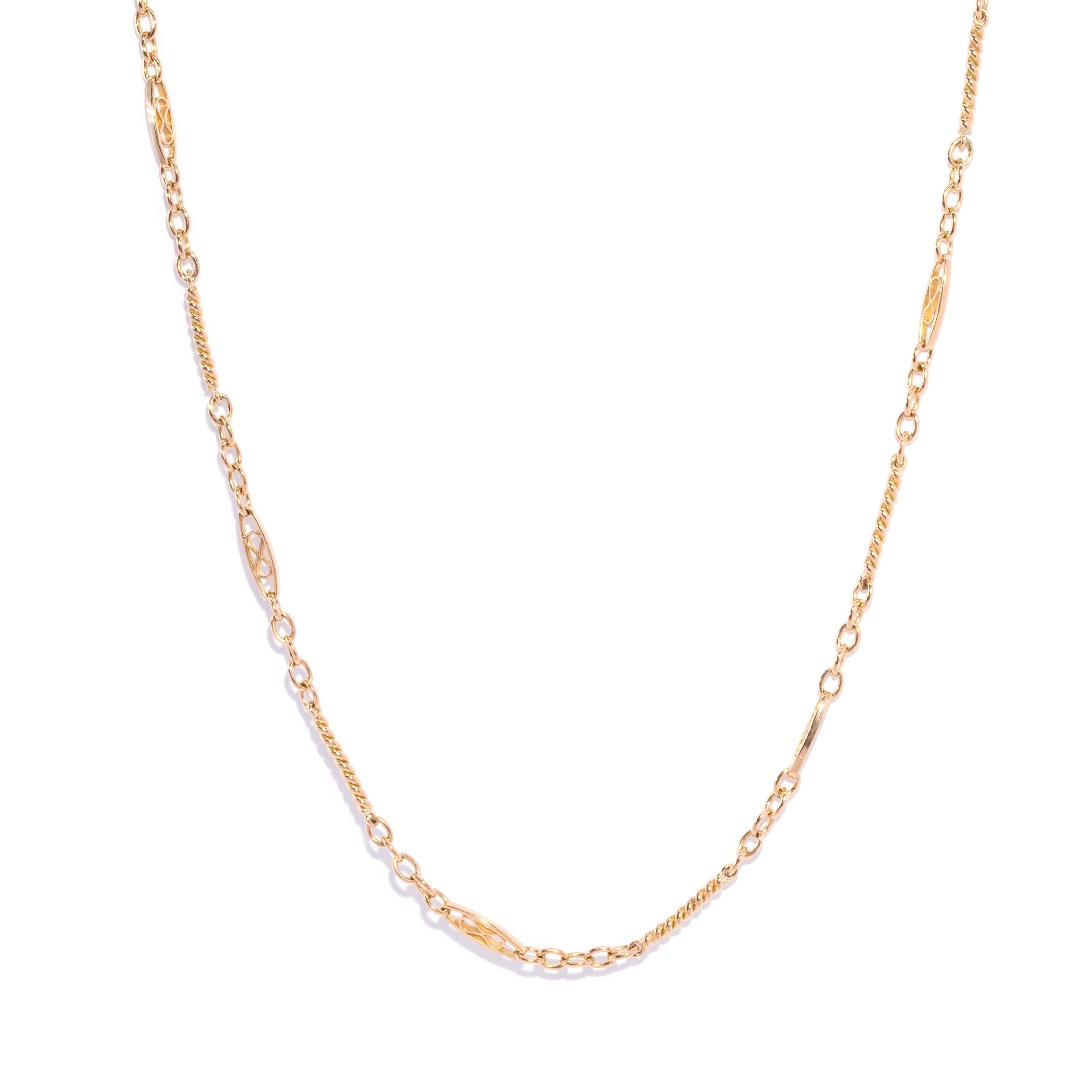 Trove Contemporary Figaro Twist Eternity Link Chain 9ct Yellow Gold 42cm Long Pendants/Necklaces Imperial Jewellery 