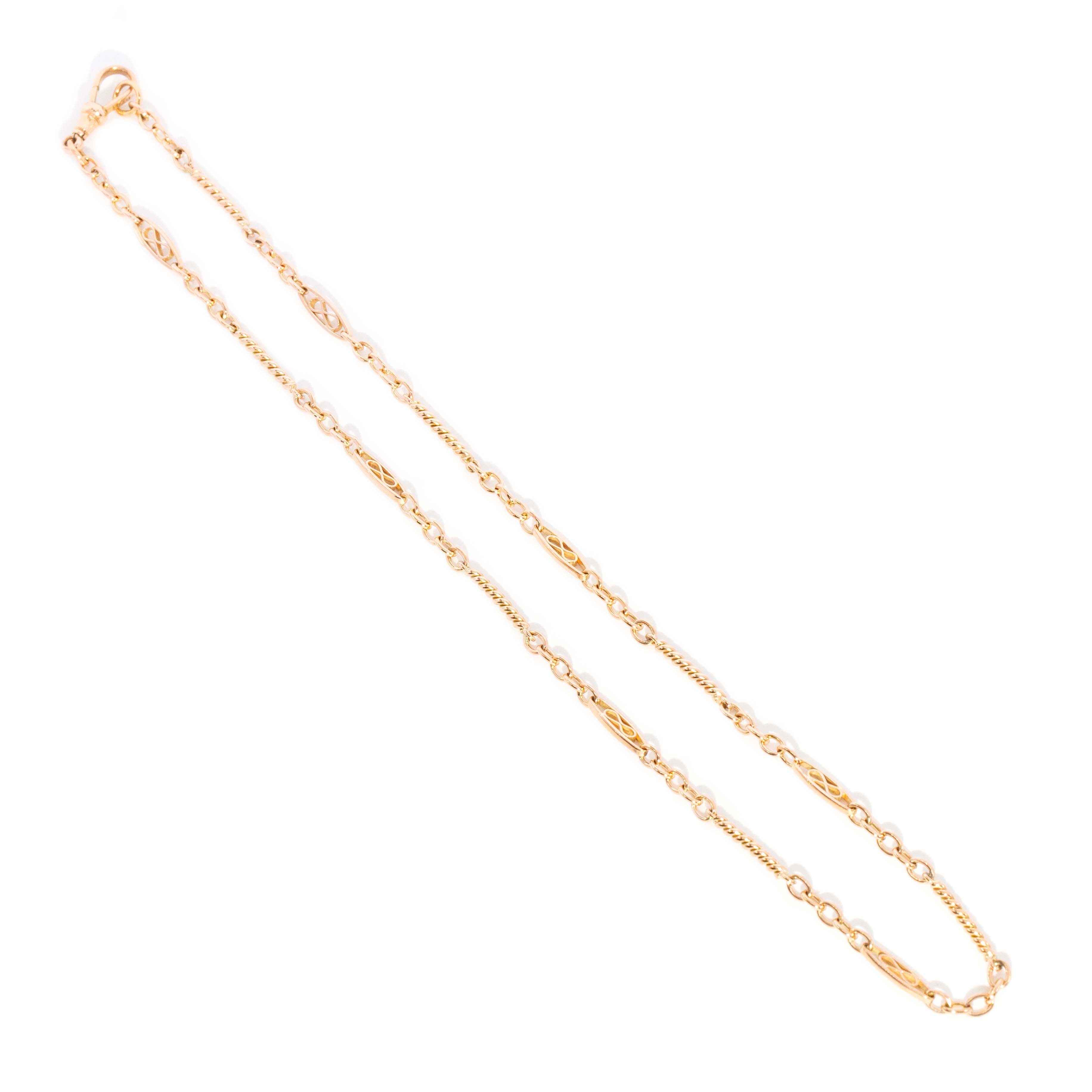 Trove Contemporary Figaro Twist Eternity Link Chain 9ct Yellow Gold 42cm Long Pendants/Necklaces Imperial Jewellery 