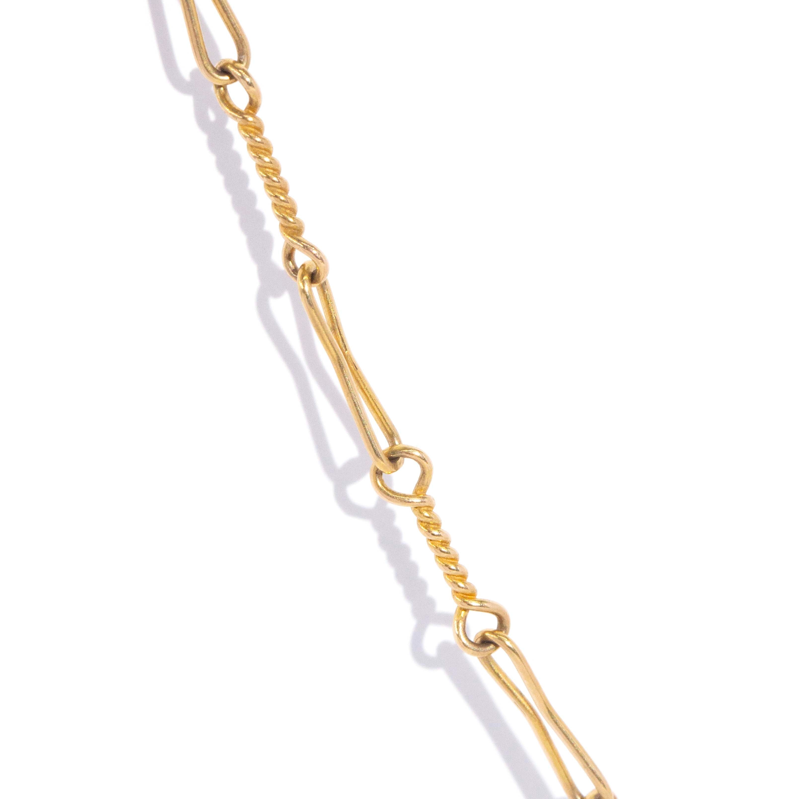 Trove Contemporary Figaro Twist Link Fob Chain 9ct Yellow Gold 43cm Long Pendants/Necklaces Imperial Jewellery 