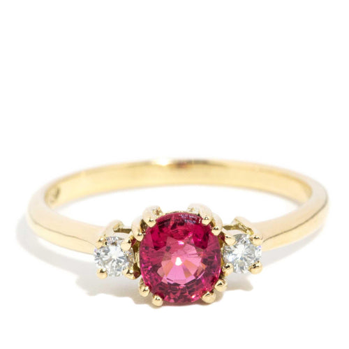 Tulia Pink Tourmaline & Diamond Trilogy Ring 18K Yellow Gold
