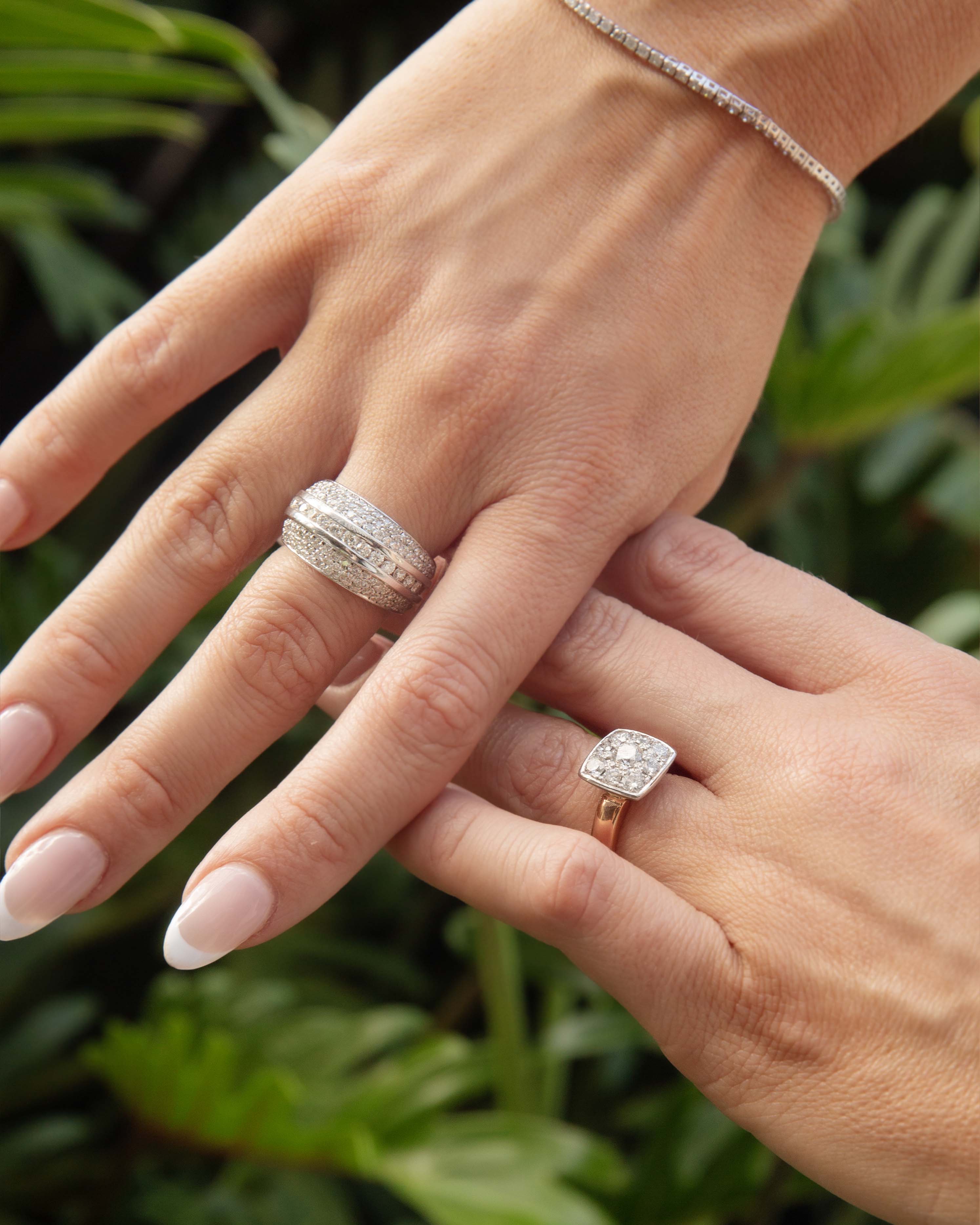 Tuscany Pave Diamond Bombe Ring 18ct White Gold Rings Imperial Jewellery 