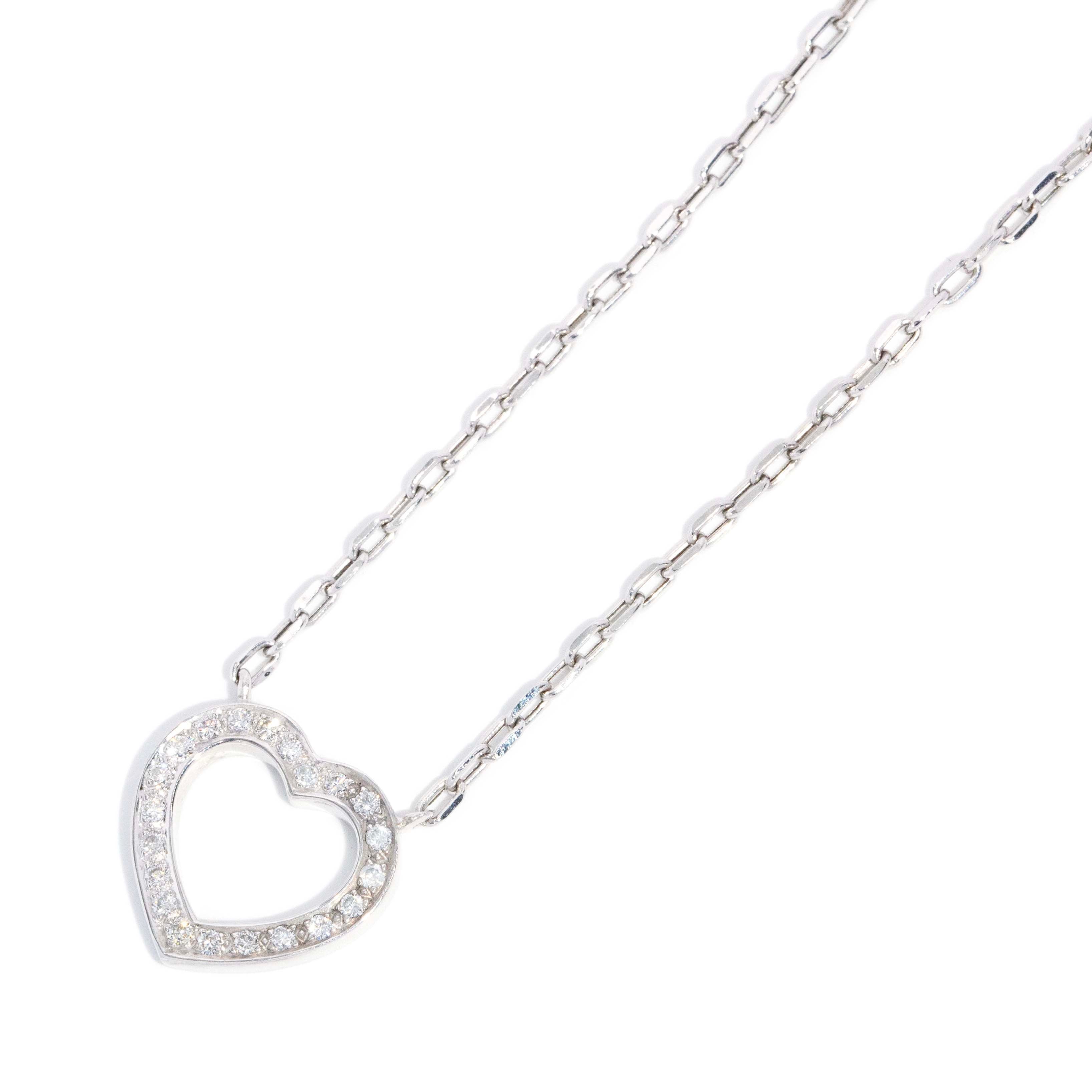 Veda Contemporary Diamond Open Pattern Heart Shape Necklet 18ct White Gold Pendants/Necklaces Imperial Jewellery 