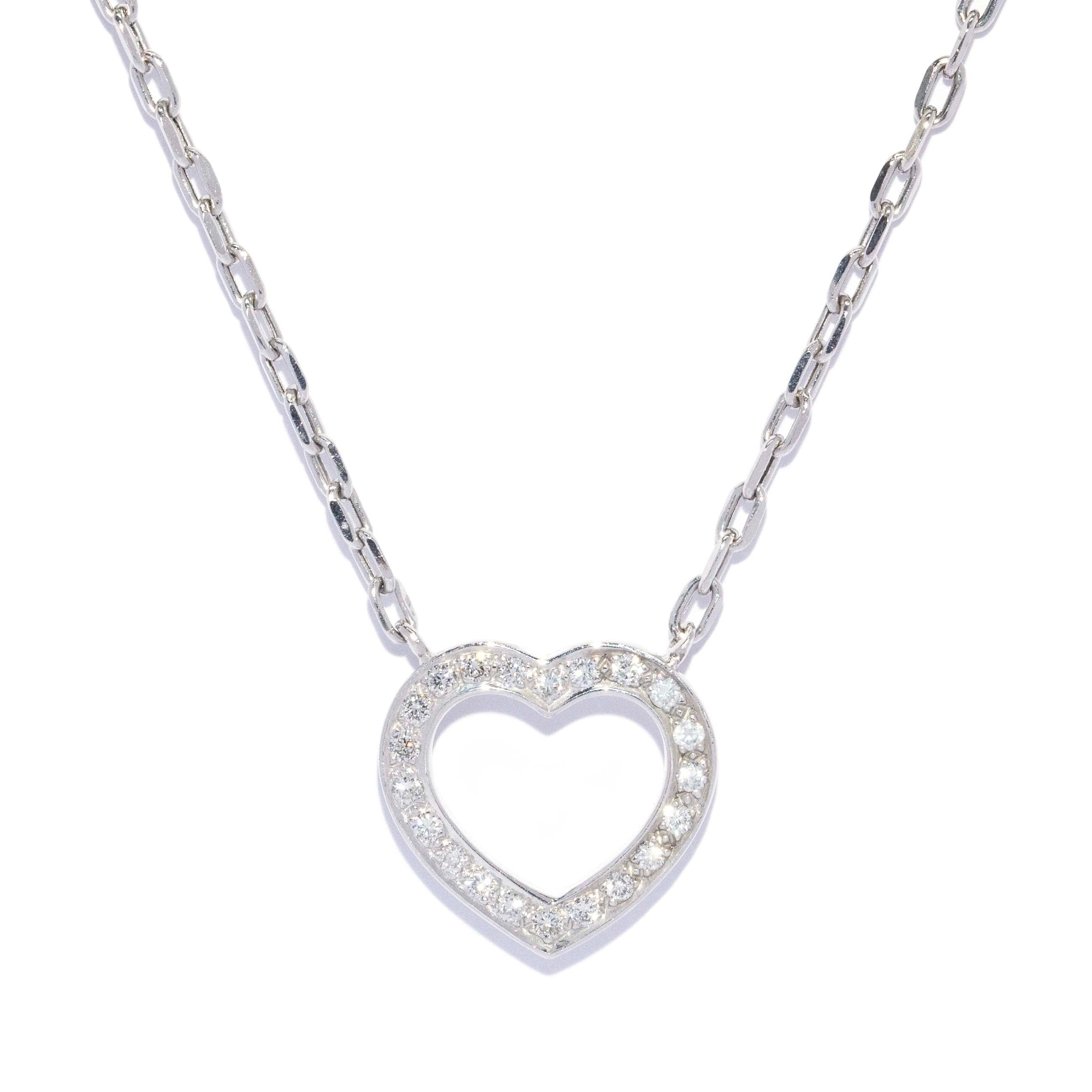 Veda Contemporary Diamond Open Pattern Heart Shape Necklet 18ct White Gold Pendants/Necklaces Imperial Jewellery 