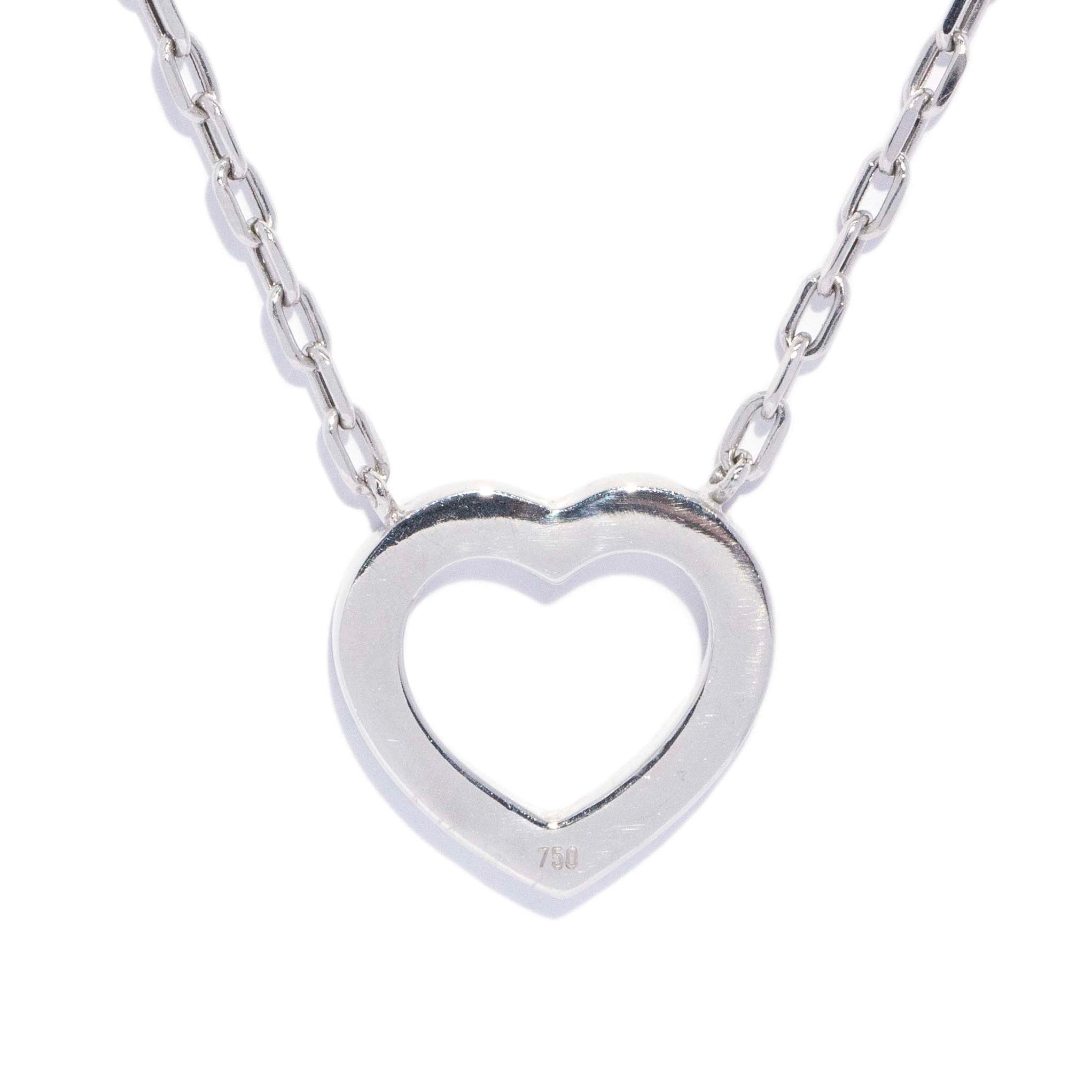 Veda Contemporary Diamond Open Pattern Heart Shape Necklet 18ct White Gold Pendants/Necklaces Imperial Jewellery 
