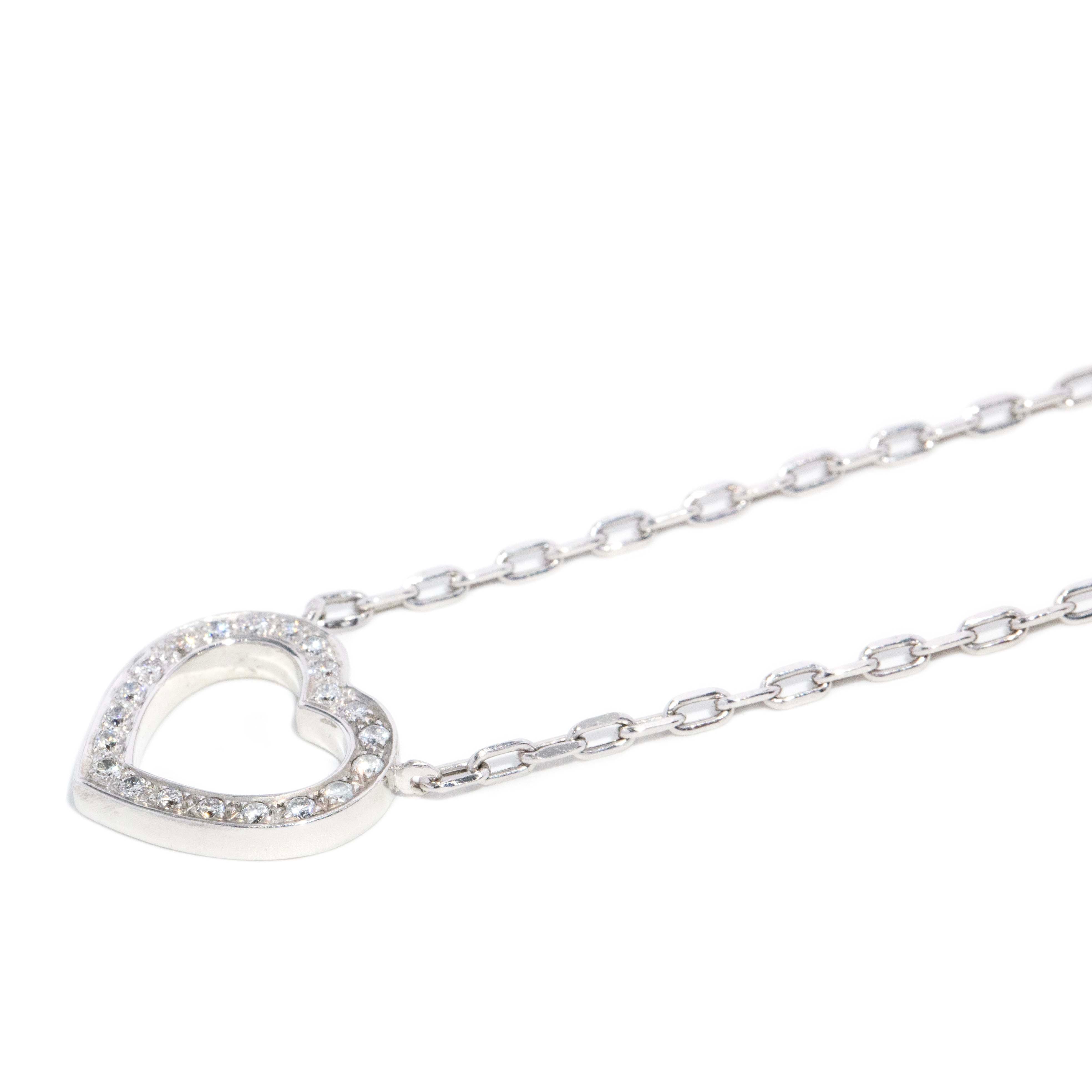 Veda Contemporary Diamond Open Pattern Heart Shape Necklet 18ct White Gold Pendants/Necklaces Imperial Jewellery 