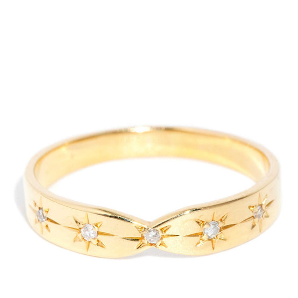 Verity 1970s Star Set Diamond Tapered Band 18K Yellow Gold Rings Anthology Jewellers 