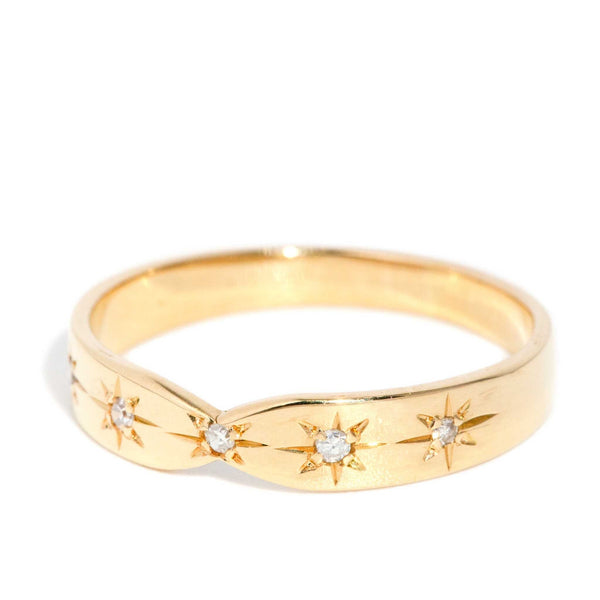 Verity 1970s Star Set Diamond Tapered Band 18K Yellow Gold Rings Anthology Jewellers 