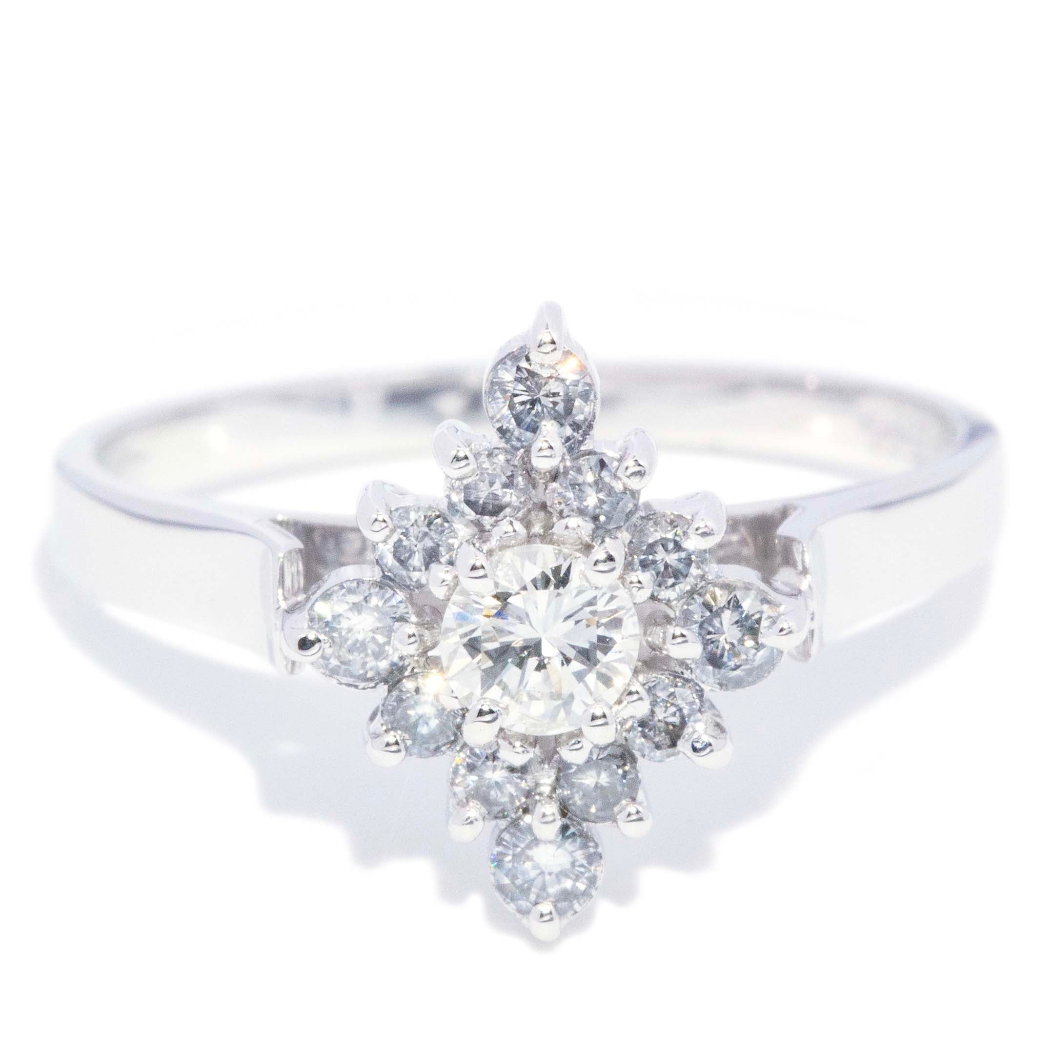 Veronica Starburst Diamond Cluster Ring 18K White Gold Rings Anthology Jewellers 
