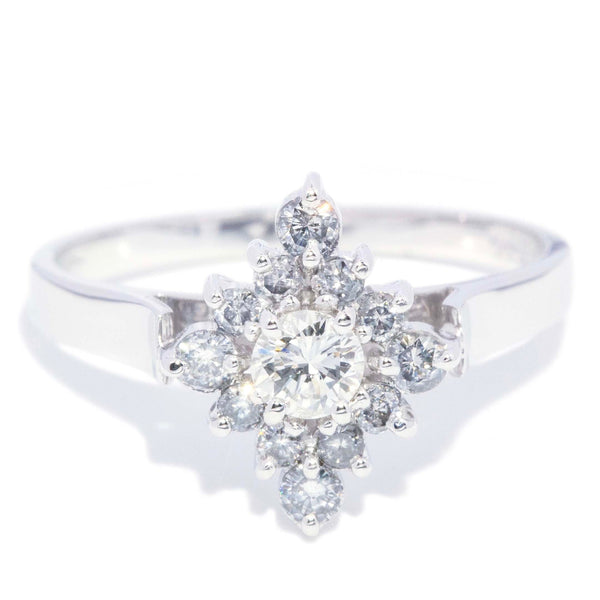 Veronica Starburst Diamond Cluster Ring 18K White Gold Rings Anthology Jewellers 