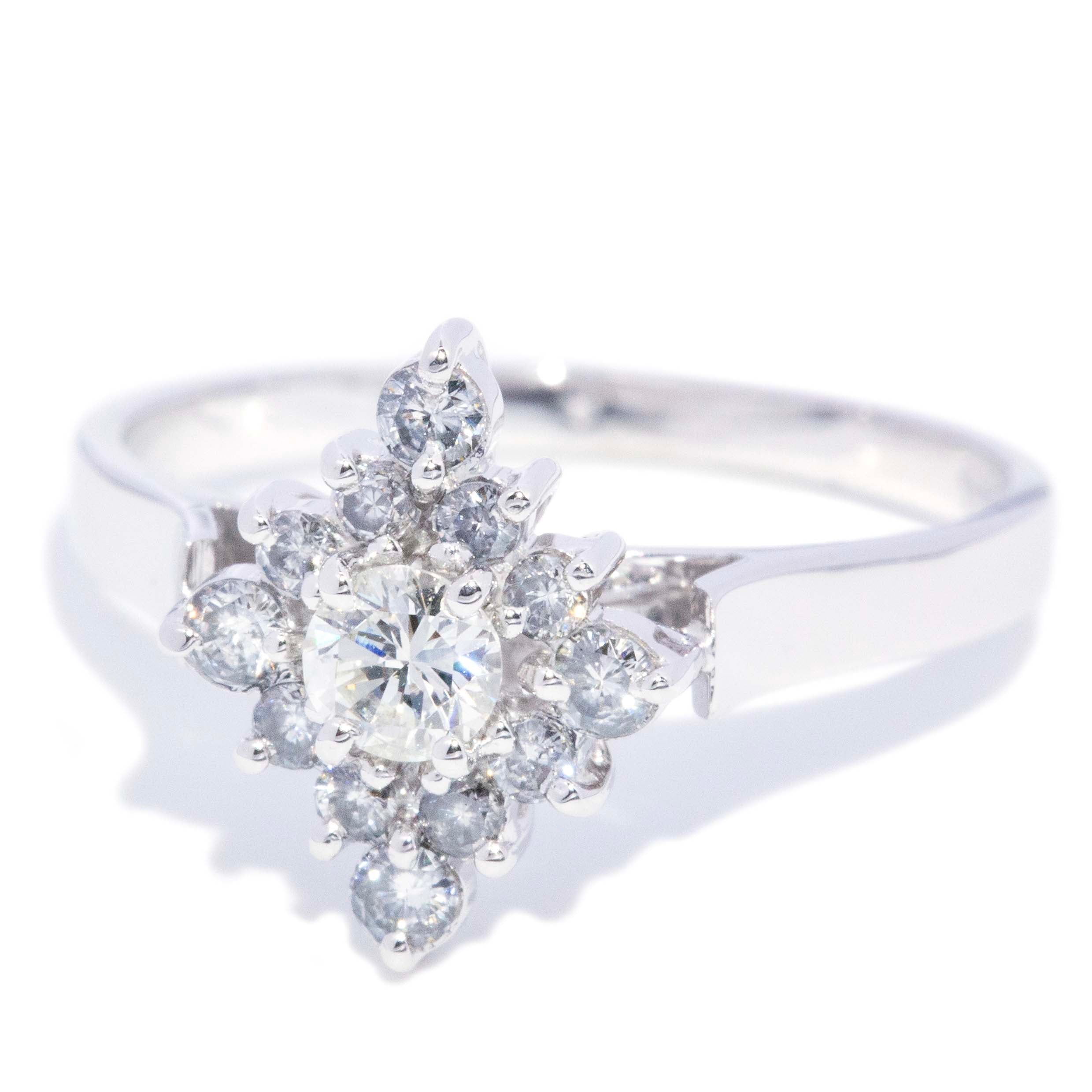 Veronica Starburst Diamond Cluster Ring 18K White Gold Rings Anthology Jewellers 