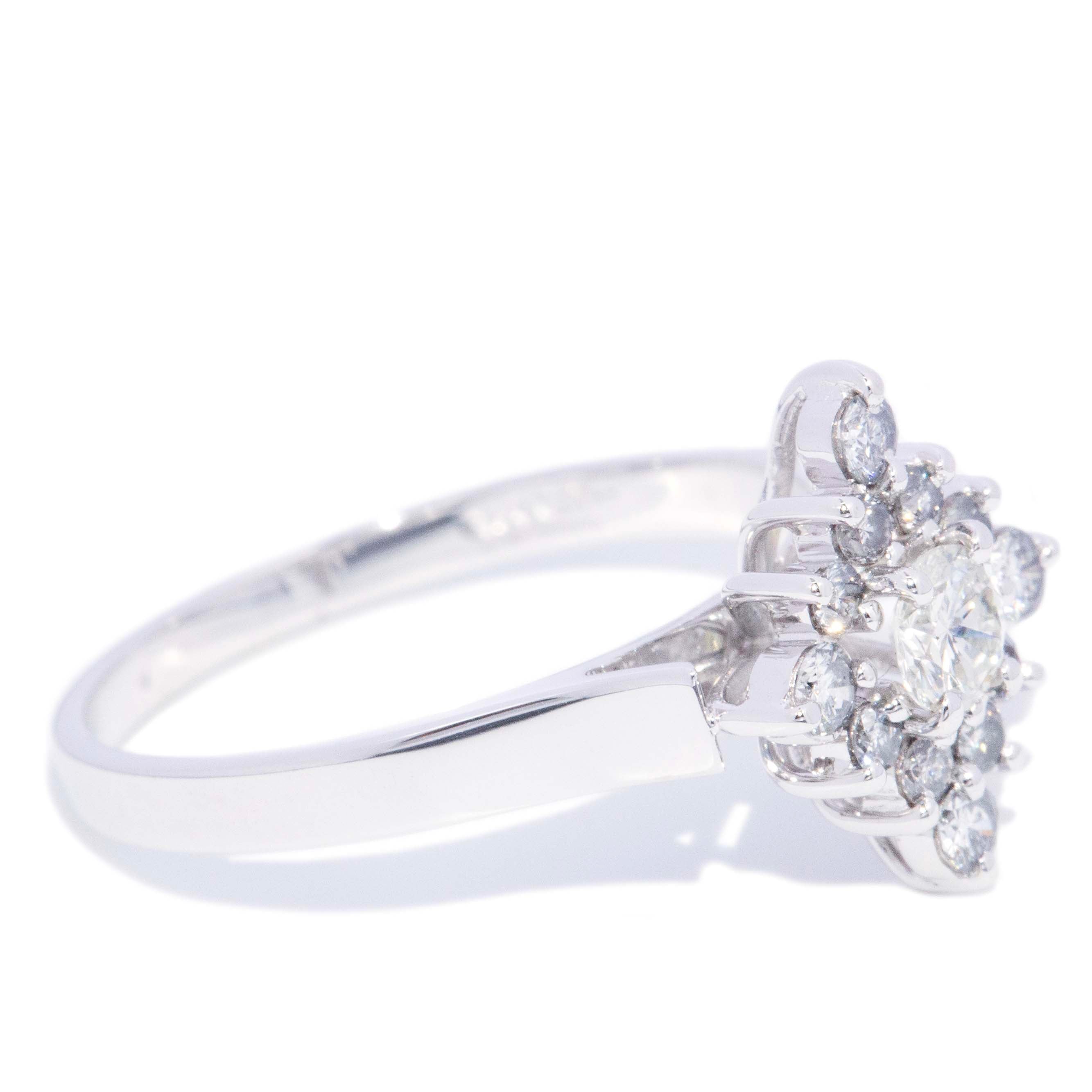 Veronica Starburst Diamond Cluster Ring 18K White Gold Rings Anthology Jewellers 