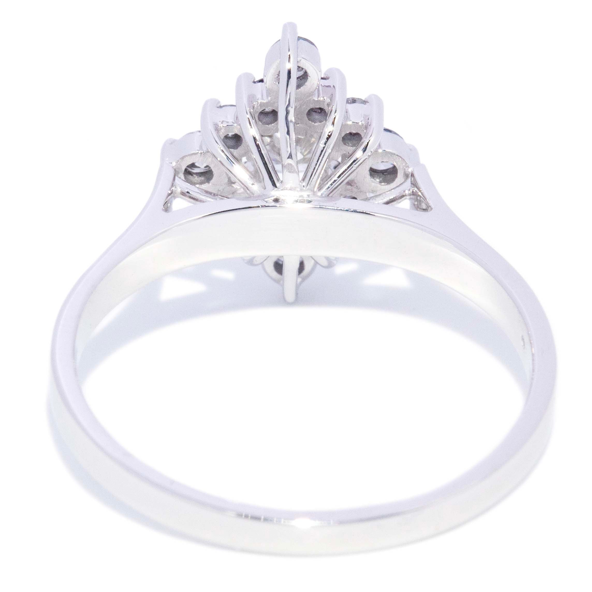 Veronica Starburst Diamond Cluster Ring 18K White Gold Rings Anthology Jewellers 