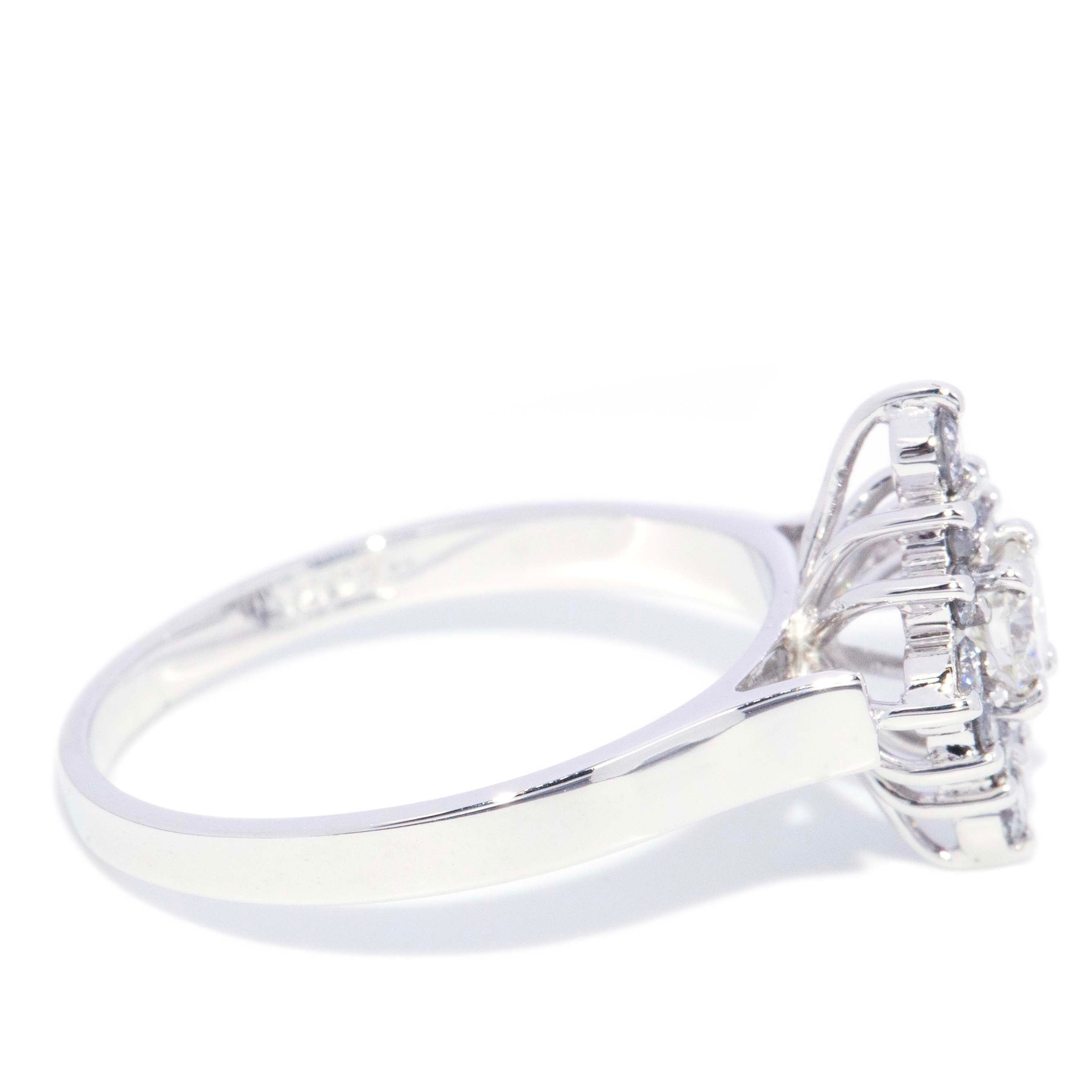 Veronica Starburst Diamond Cluster Ring 18K White Gold Rings Anthology Jewellers 