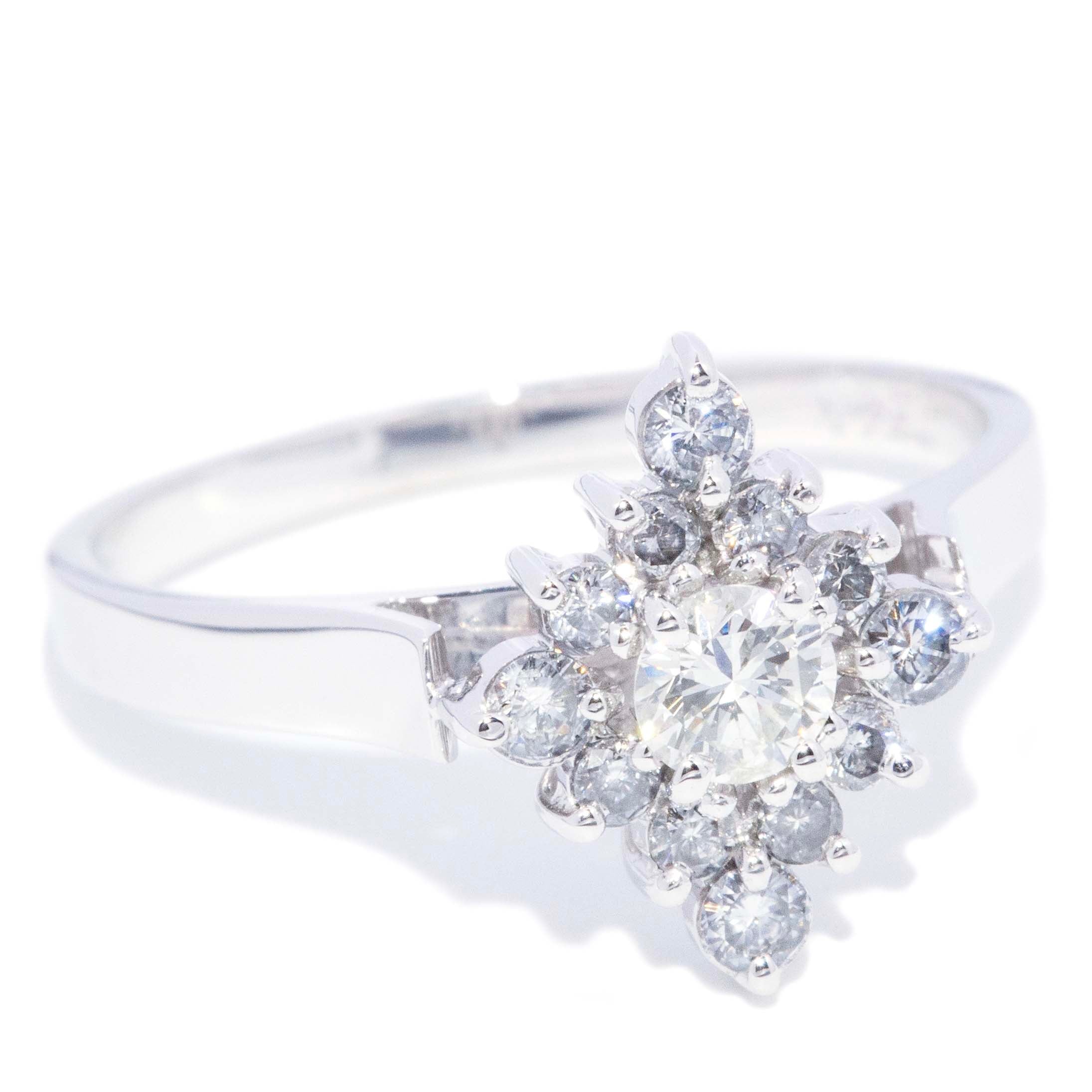 Veronica Starburst Diamond Cluster Ring 18K White Gold Rings Anthology Jewellers 