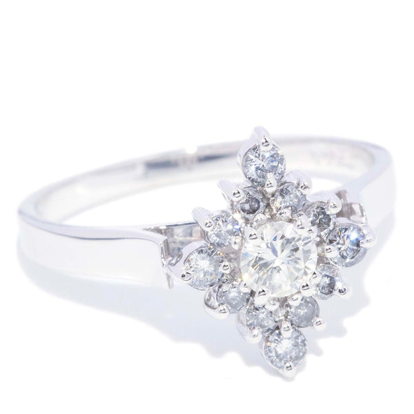 Veronica Starburst Diamond Cluster Ring 18K White Gold Rings Anthology Jewellers 