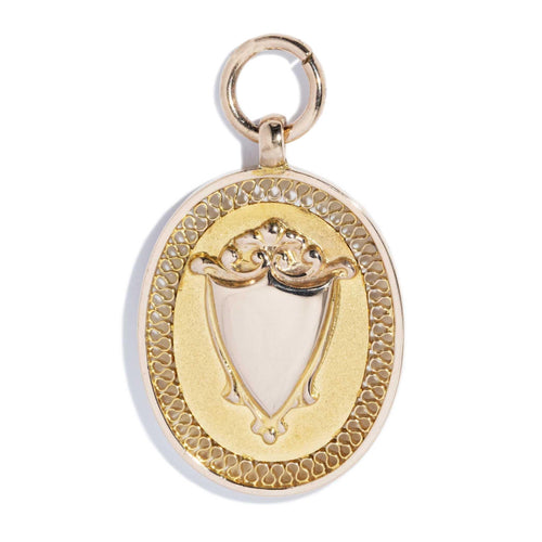 Walker 1930s Award Medallion Shield Pendant 9K Yellow Gold