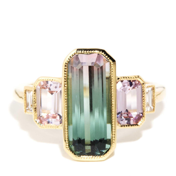 Winona 3.29ct Watermelon Tourmaline Sapphire Diamond Ring 18ct