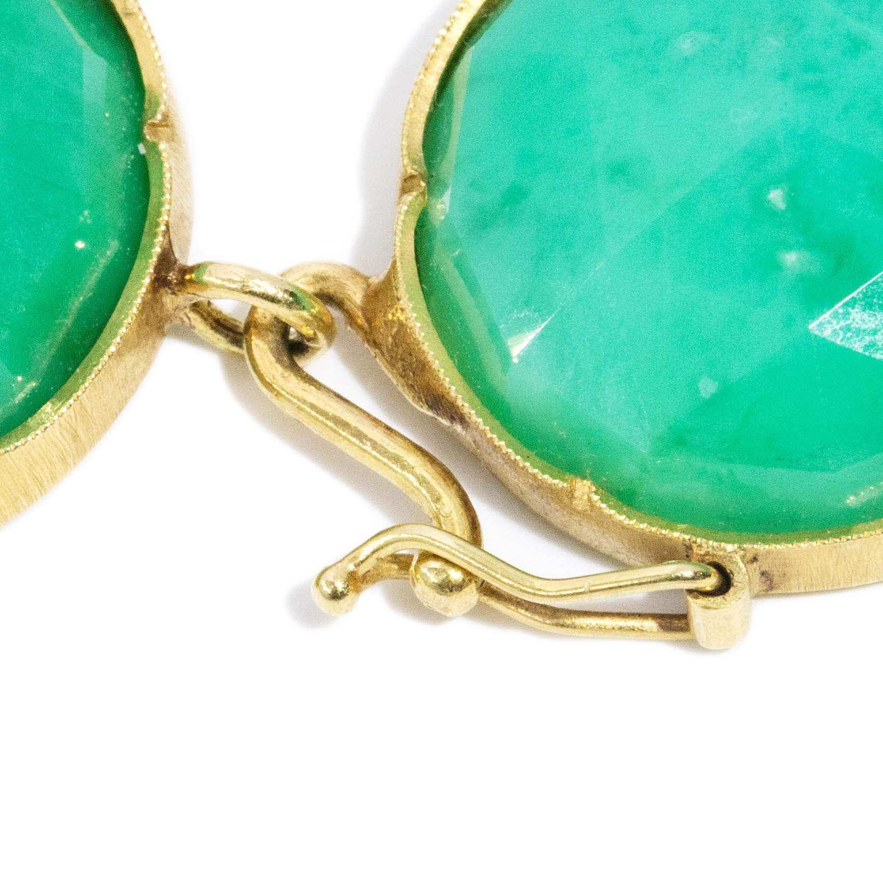 Yelena Faceted Rose Cut Green Chrysoprase Rubover Bracelet 18ct Yellow Gold Bracelets/Bangles Imperial Jewellery 