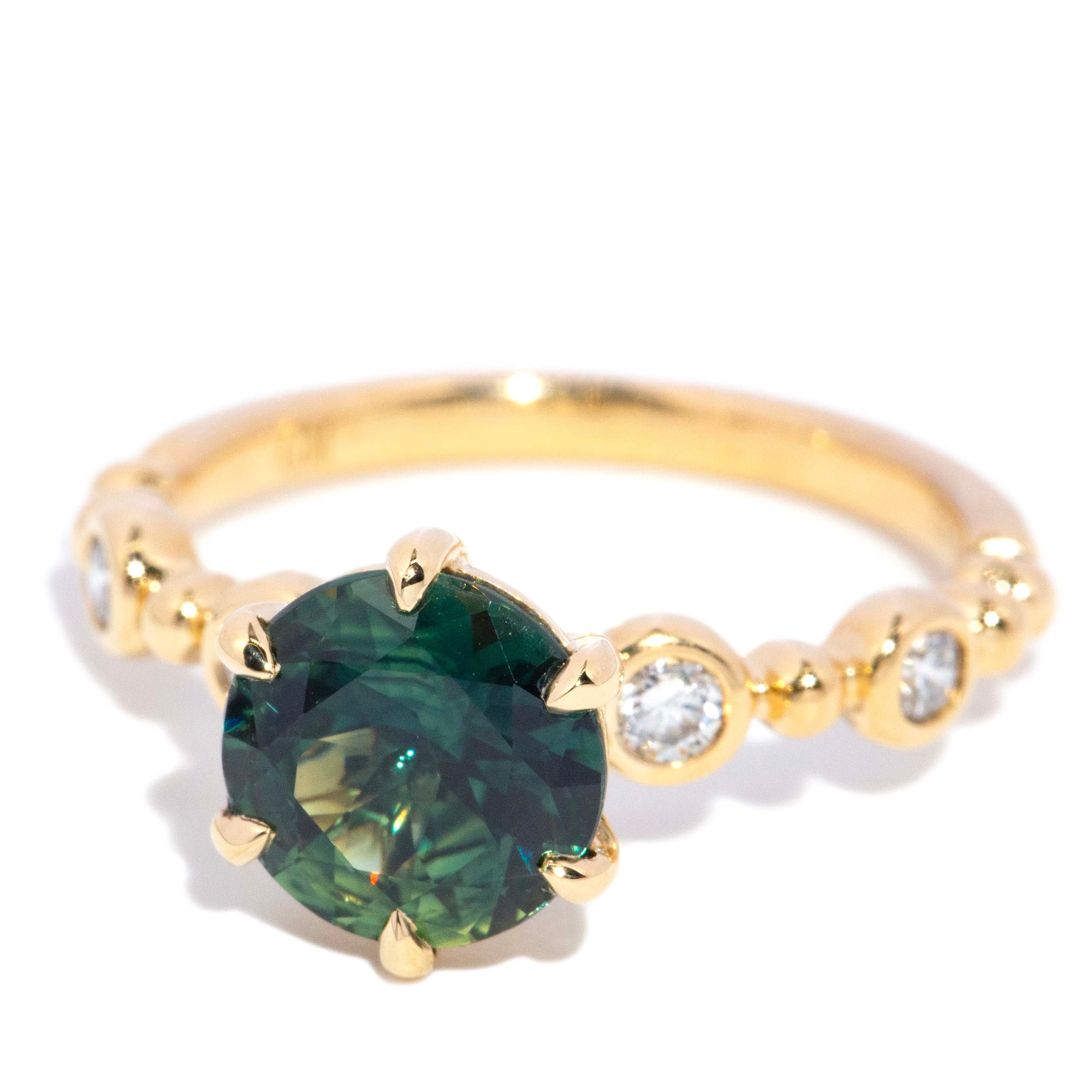 Zarida Parti Sapphire & Diamond Beaded Ring 18K Yellow Gold Rings Anthology Jewellers 