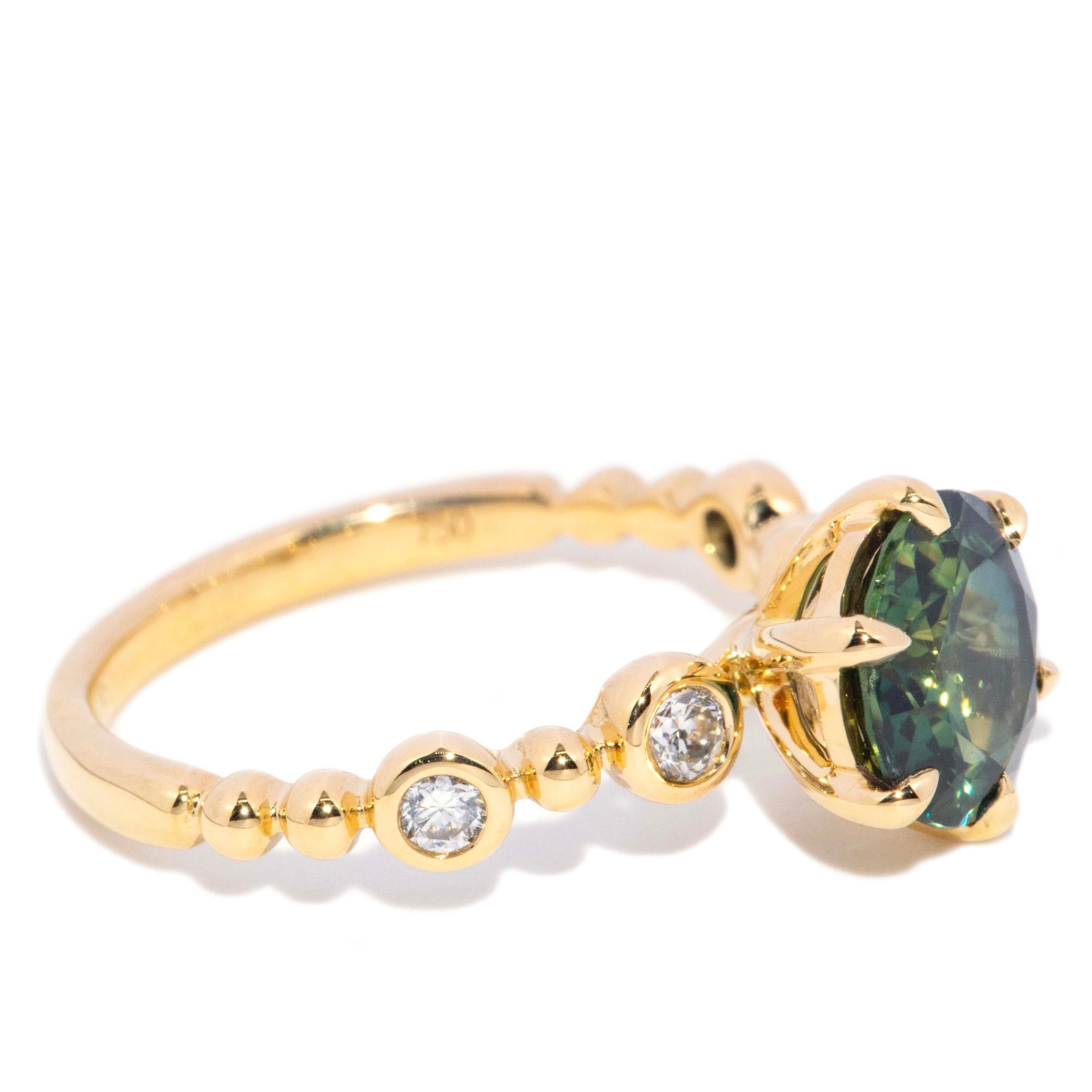 Zarida Parti Sapphire & Diamond Beaded Ring 18K Yellow Gold Rings Anthology Jewellers 