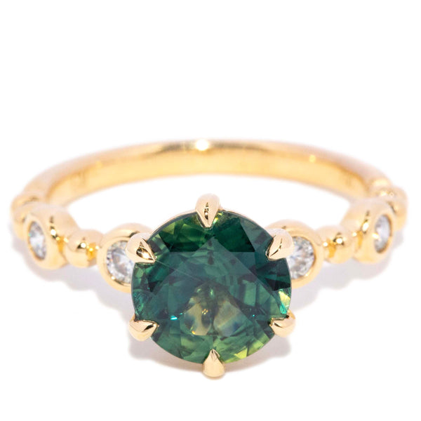 Zarida Parti Sapphire & Diamond Beaded Ring 18K Yellow Gold Rings Anthology Jewellers 