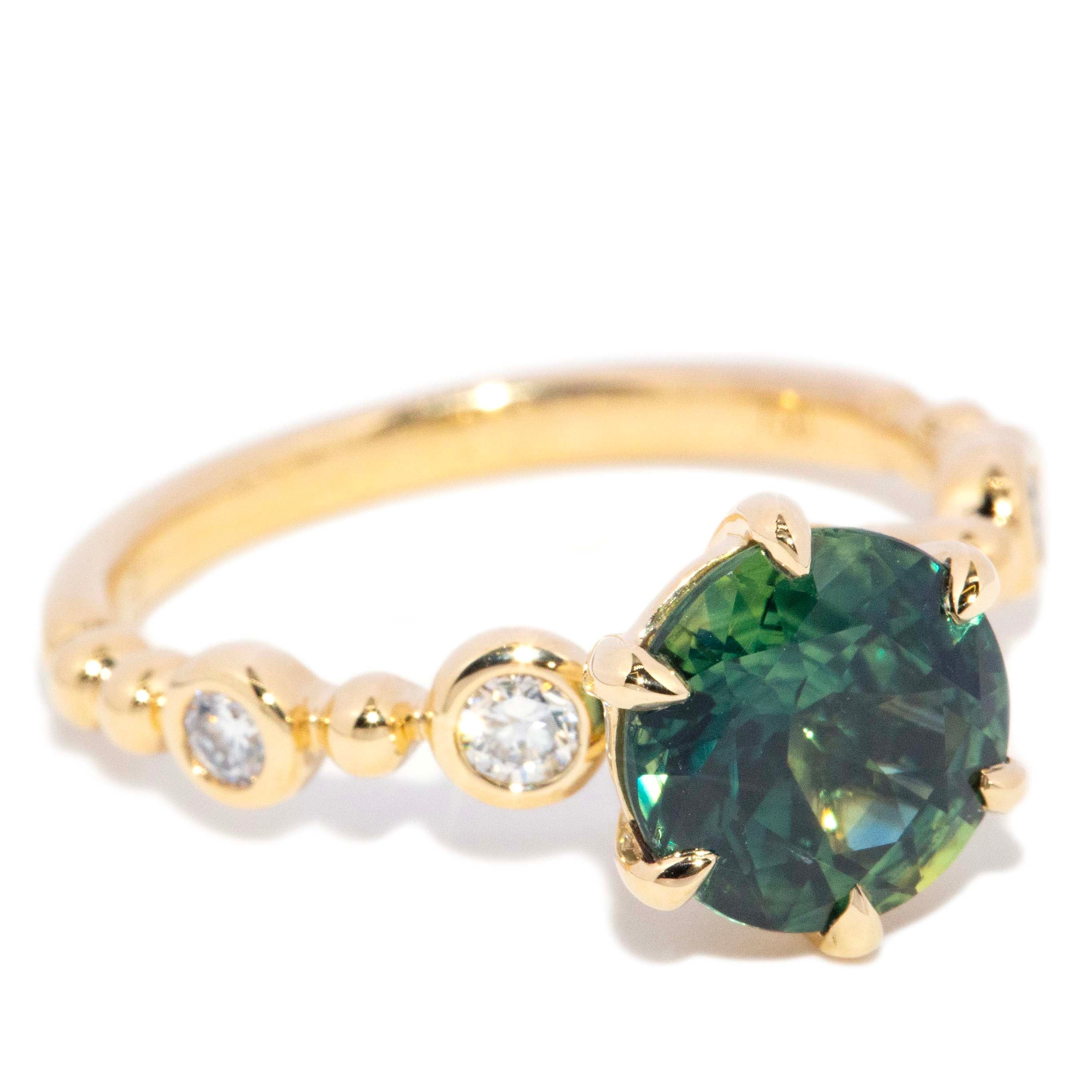 Zarida Parti Sapphire & Diamond Beaded Ring 18K Yellow Gold Rings Anthology Jewellers 