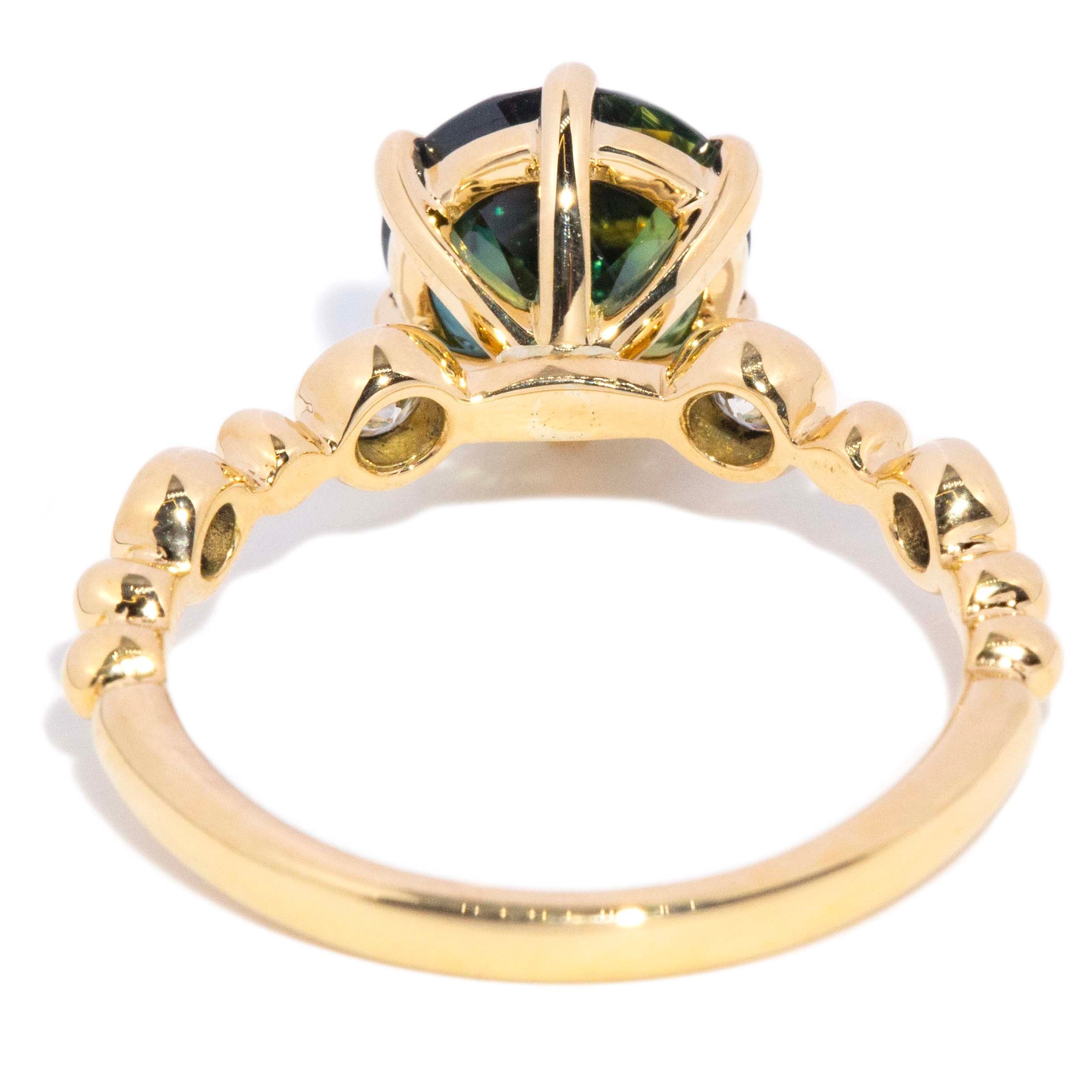 Zarida Parti Sapphire & Diamond Beaded Ring 18K Yellow Gold Rings Anthology Jewellers 
