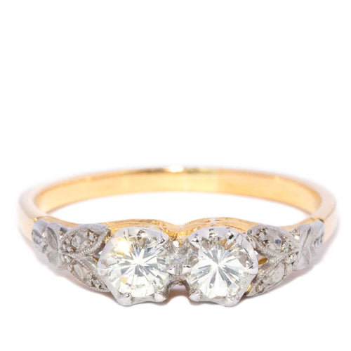 Zephyra 1950s Twin Diamond Ring 18K Two Tone Gold TDW 0.50ct