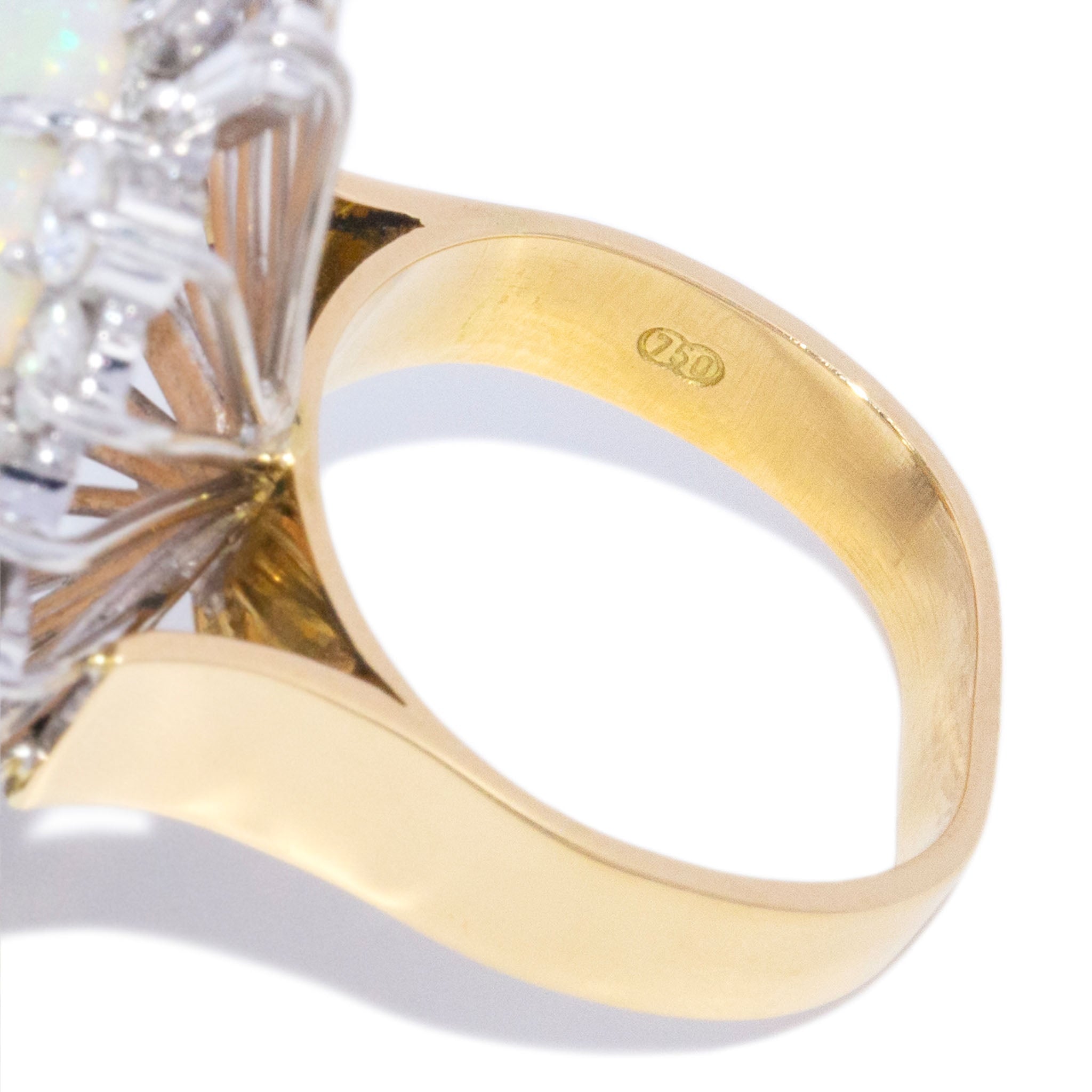 Zoey 1980s Opal & Diamond Cocktail Ring 18K Two Tone Gold Rings Anthology Jewellers 