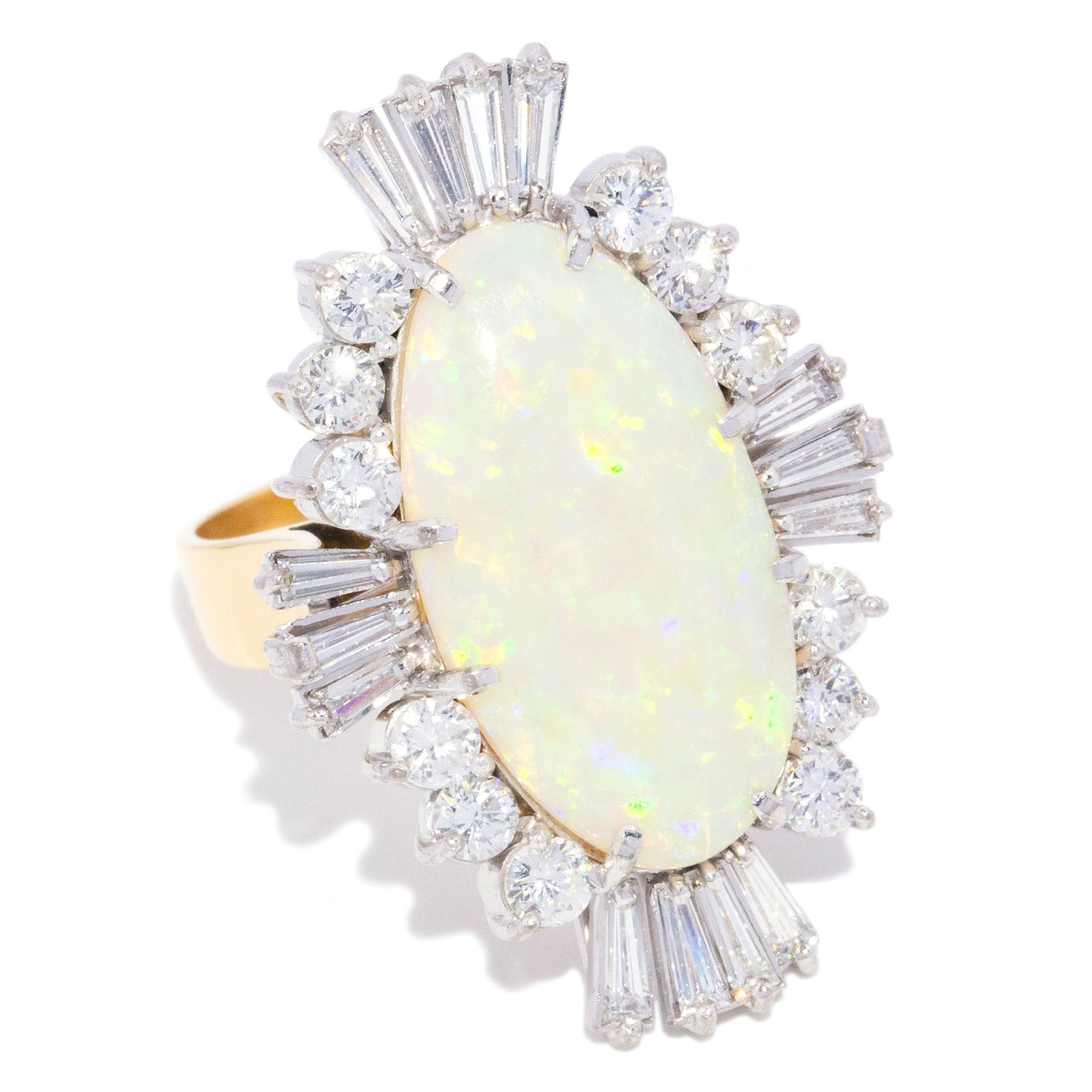 Zoey 1980s Opal & Diamond Cocktail Ring 18K Two Tone Gold Rings Anthology Jewellers 