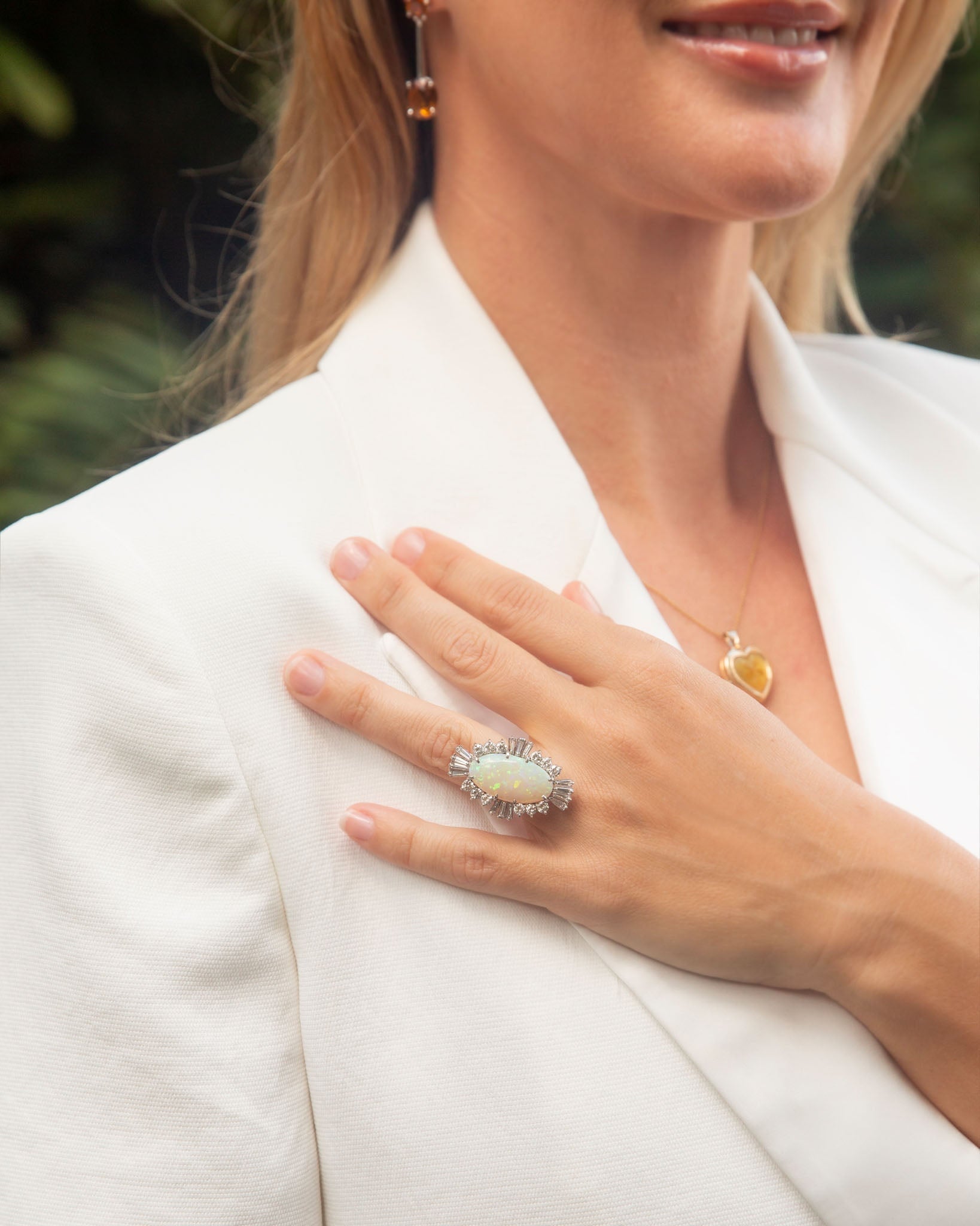 Zoey 1980s Opal & Diamond Cocktail Ring 18K Two Tone Gold Rings Anthology Jewellers 
