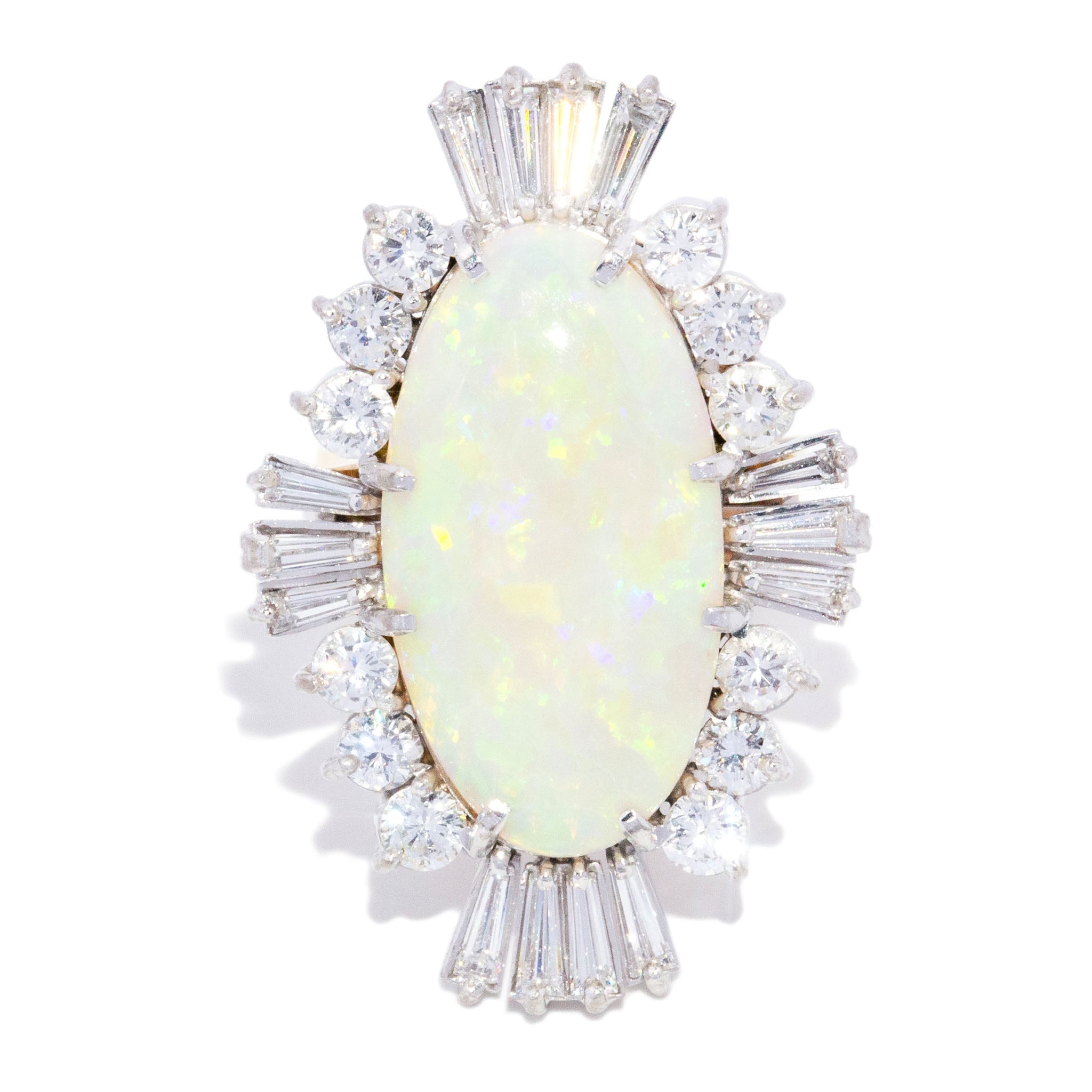Zoey 1980s Opal & Diamond Cocktail Ring 18K Two Tone Gold Rings Anthology Jewellers 