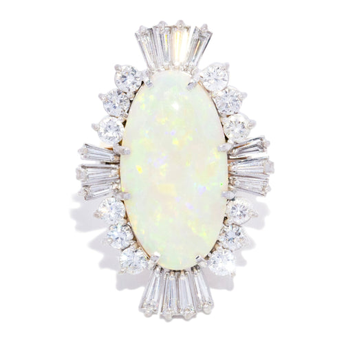 Zoey 1980s Opal & Diamond Cocktail Ring 18K Two Tone Gold