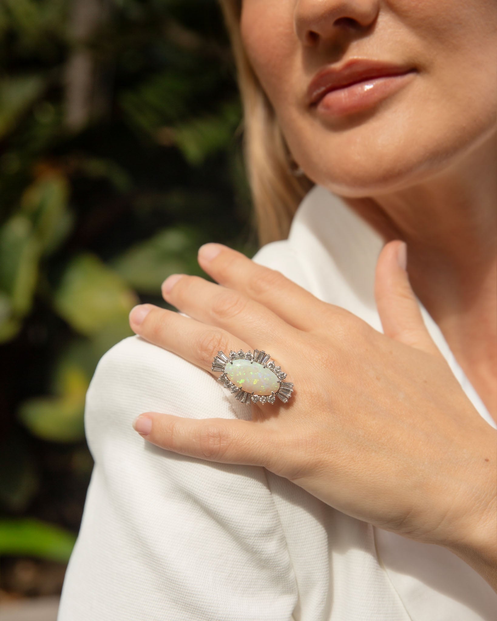 Zoey 1980s Opal & Diamond Cocktail Ring 18K Two Tone Gold Rings Anthology Jewellers 