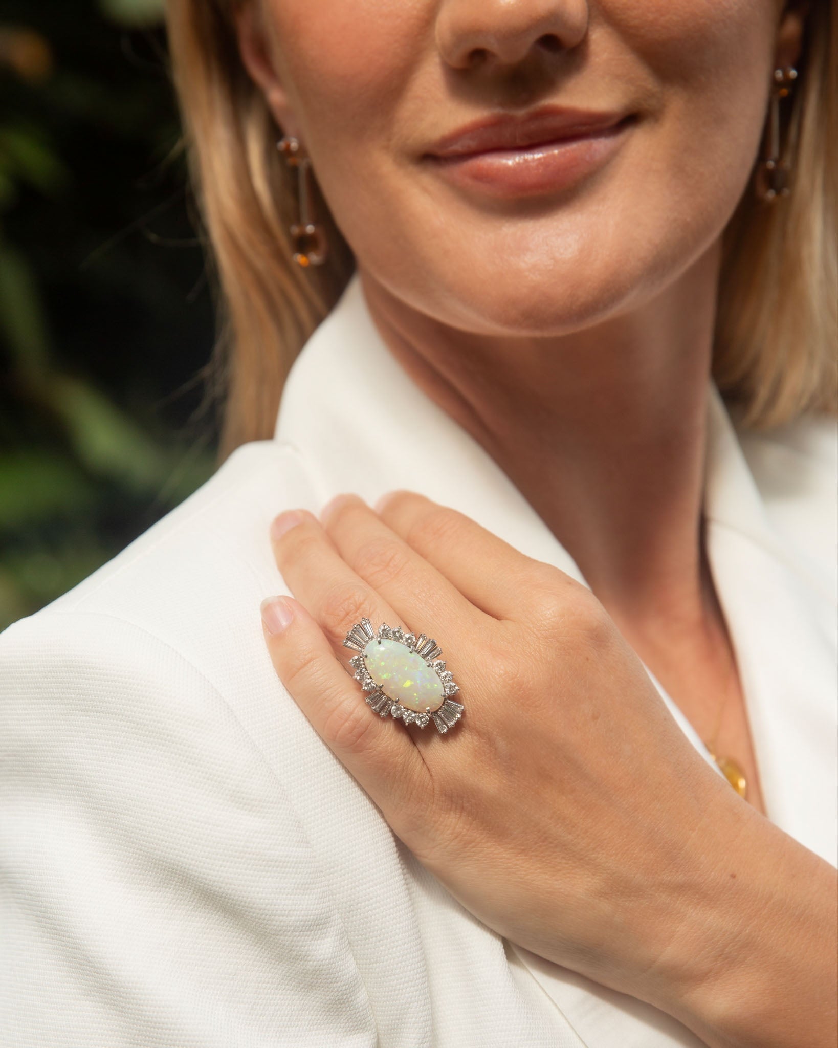 Zoey 1980s Opal & Diamond Cocktail Ring 18K Two Tone Gold Rings Anthology Jewellers 