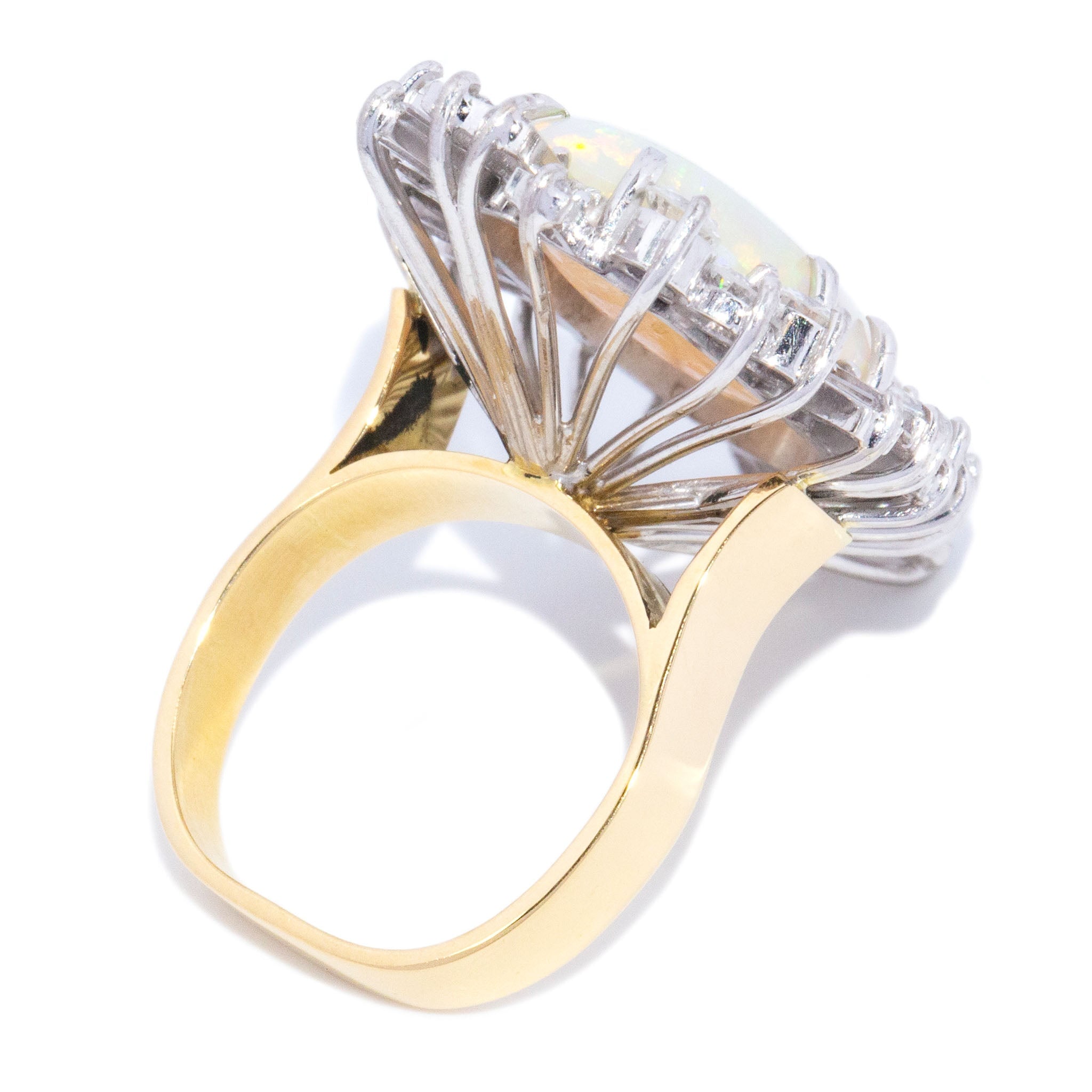 Zoey 1980s Opal & Diamond Cocktail Ring 18K Two Tone Gold Rings Anthology Jewellers 