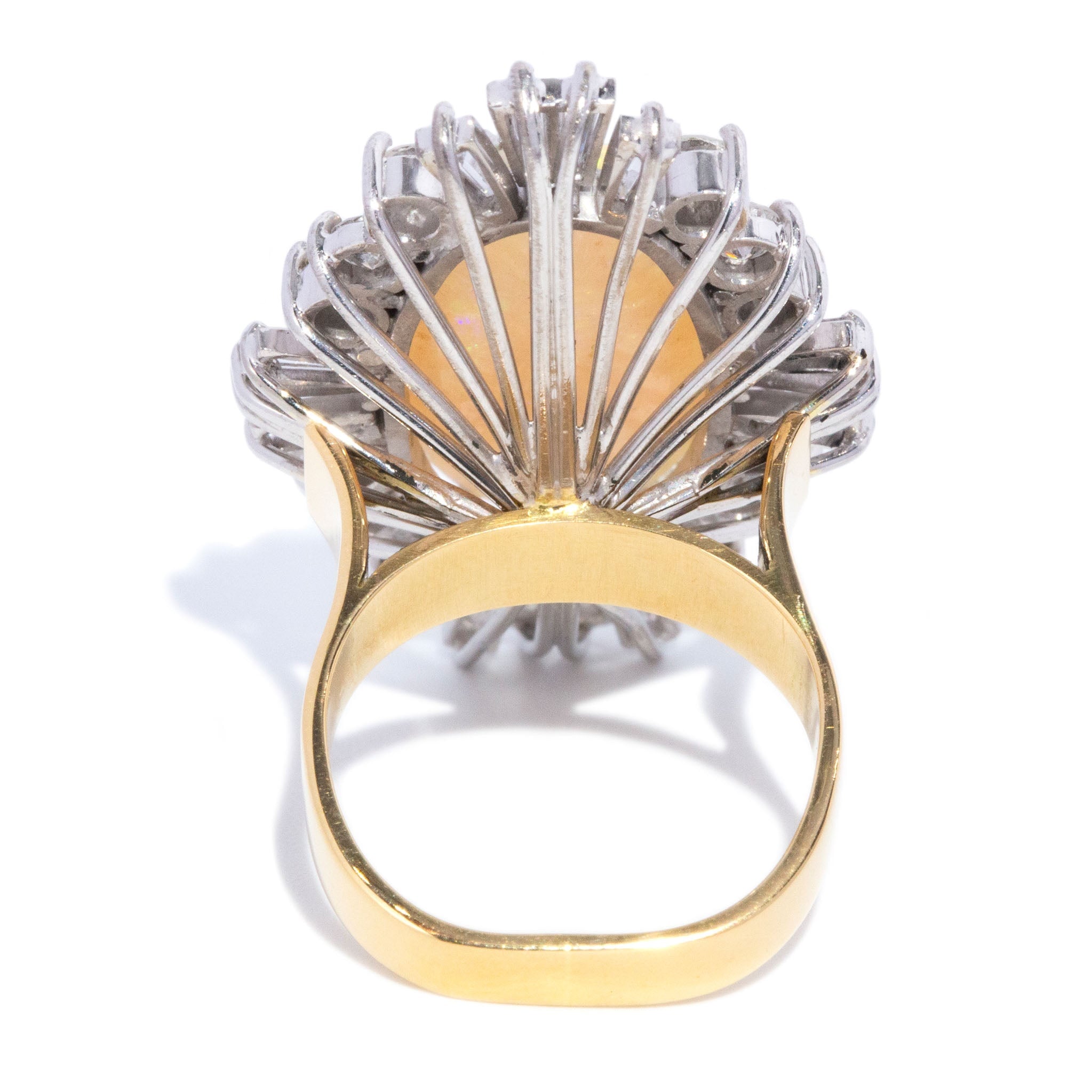 Zoey 1980s Opal & Diamond Cocktail Ring 18K Two Tone Gold Rings Anthology Jewellers 