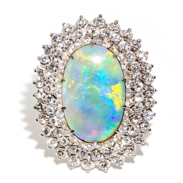 Amelia 1970s Australian Opal & Diamond Ring* OB Rings Imperial Jewellery Imperial Jewellery - Hamilton 