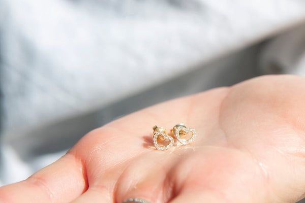 Amor Love Heart Diamond Stud Earrings 9ct Yellow Gold Necklaces Imperial Jewellery 