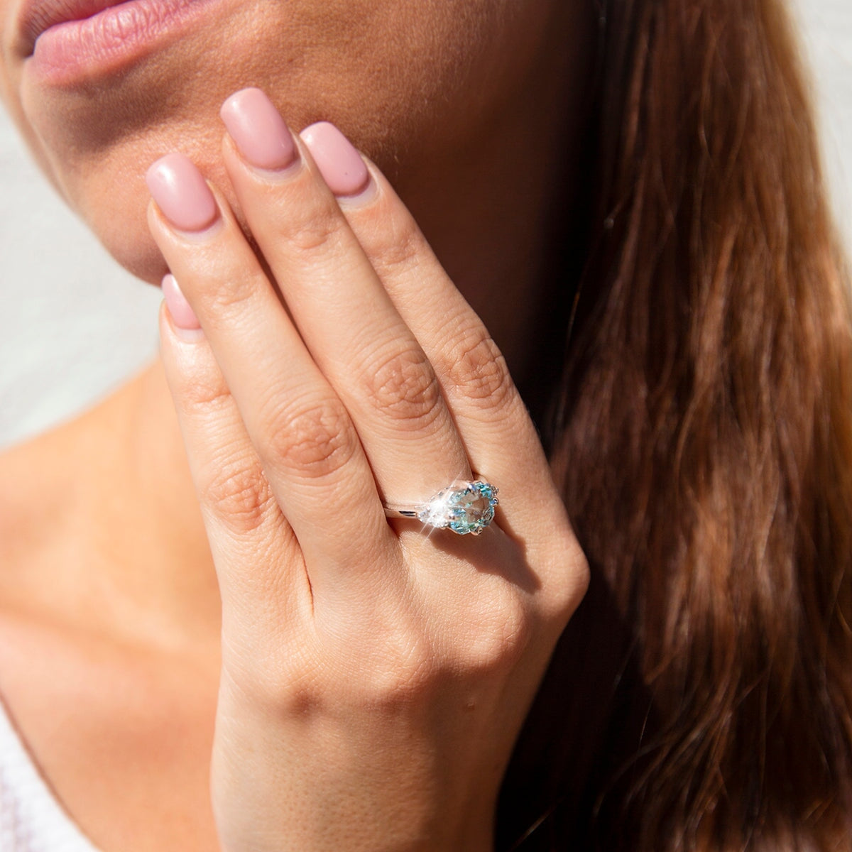 Angelita 2.92ct Bright Blue Aquamarine & Diamond Contemporary 18ct Gold Ring* GTG Rings Imperial Jewellery 